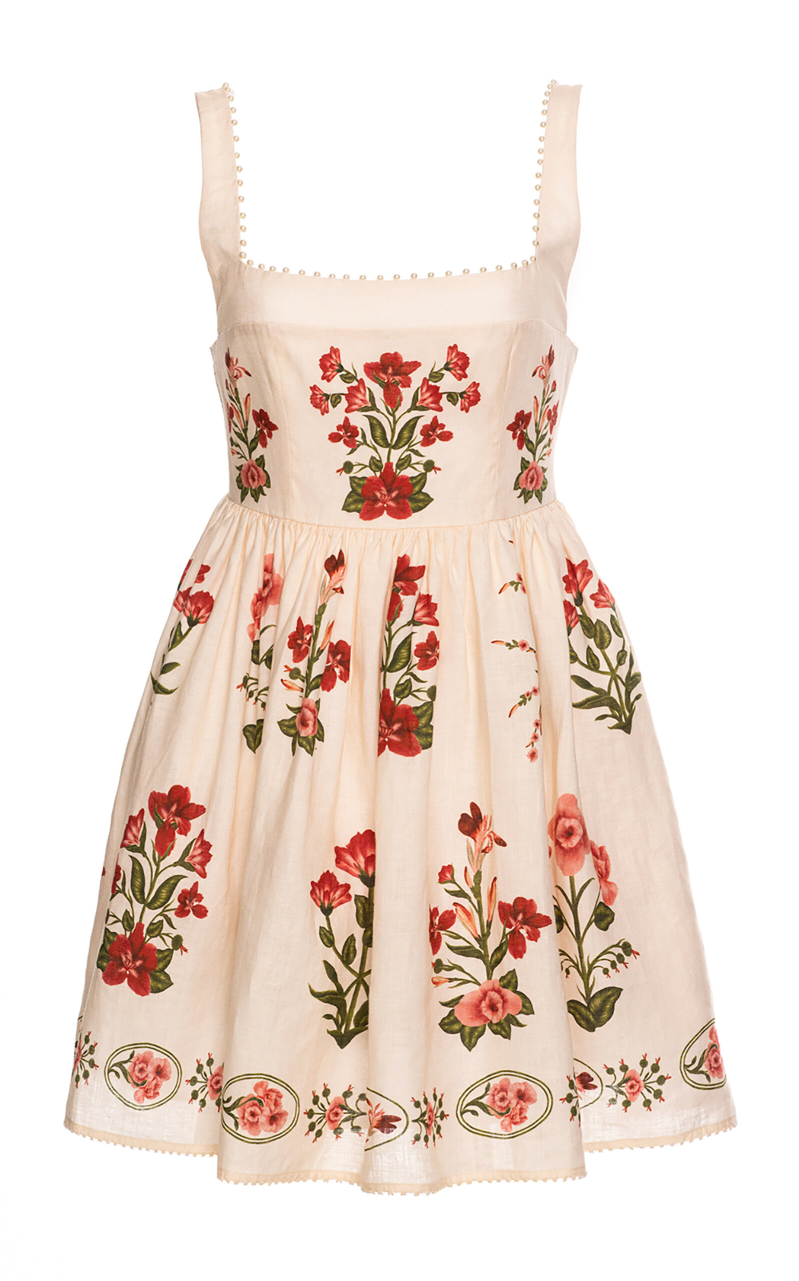 Agua By Agua Bendita Barbara Floral Linen Mini Dress In Multi