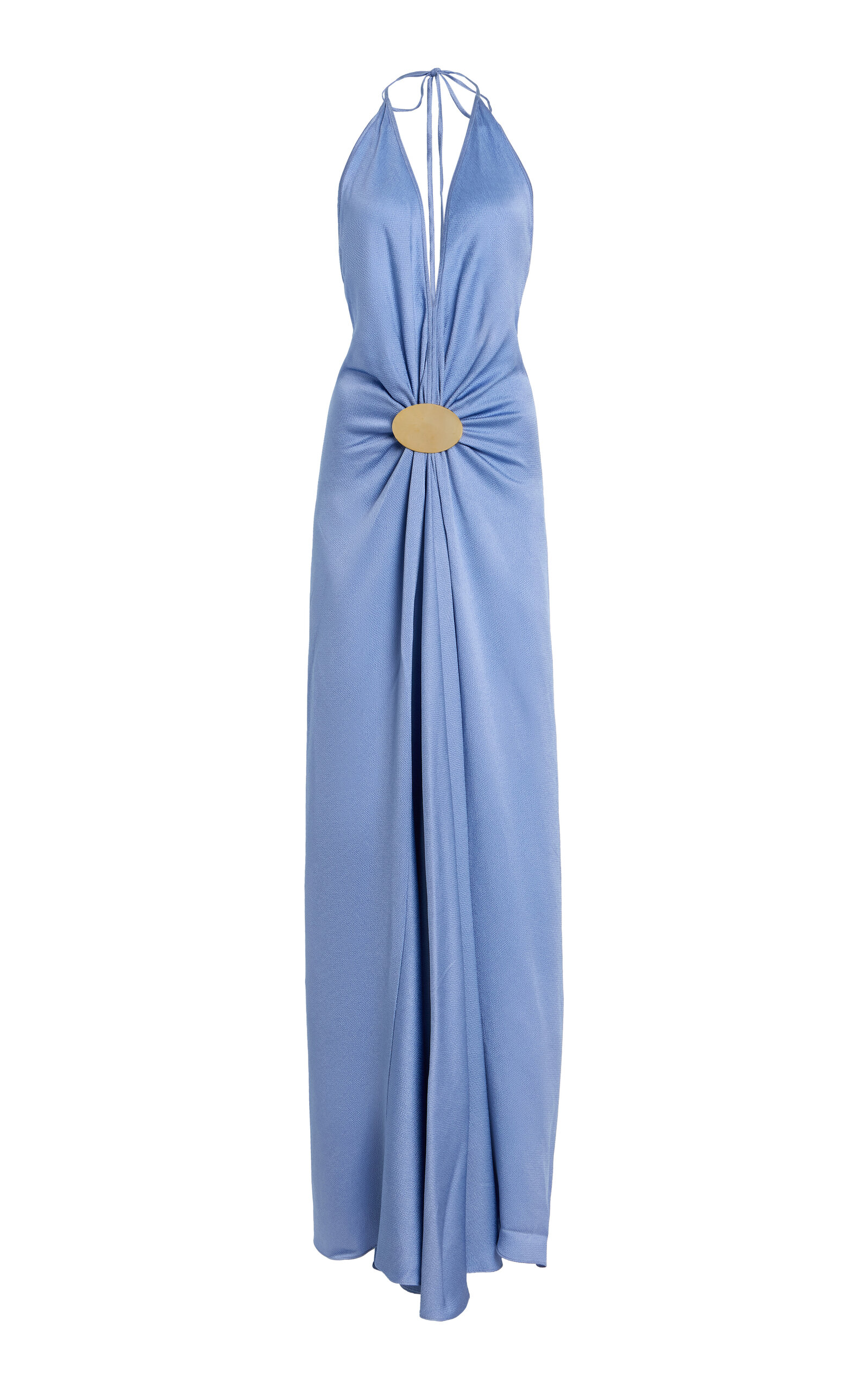 Silvia Tcherassi Exclusive Aiko Gathered Satin Maxi Dress - Light Blue