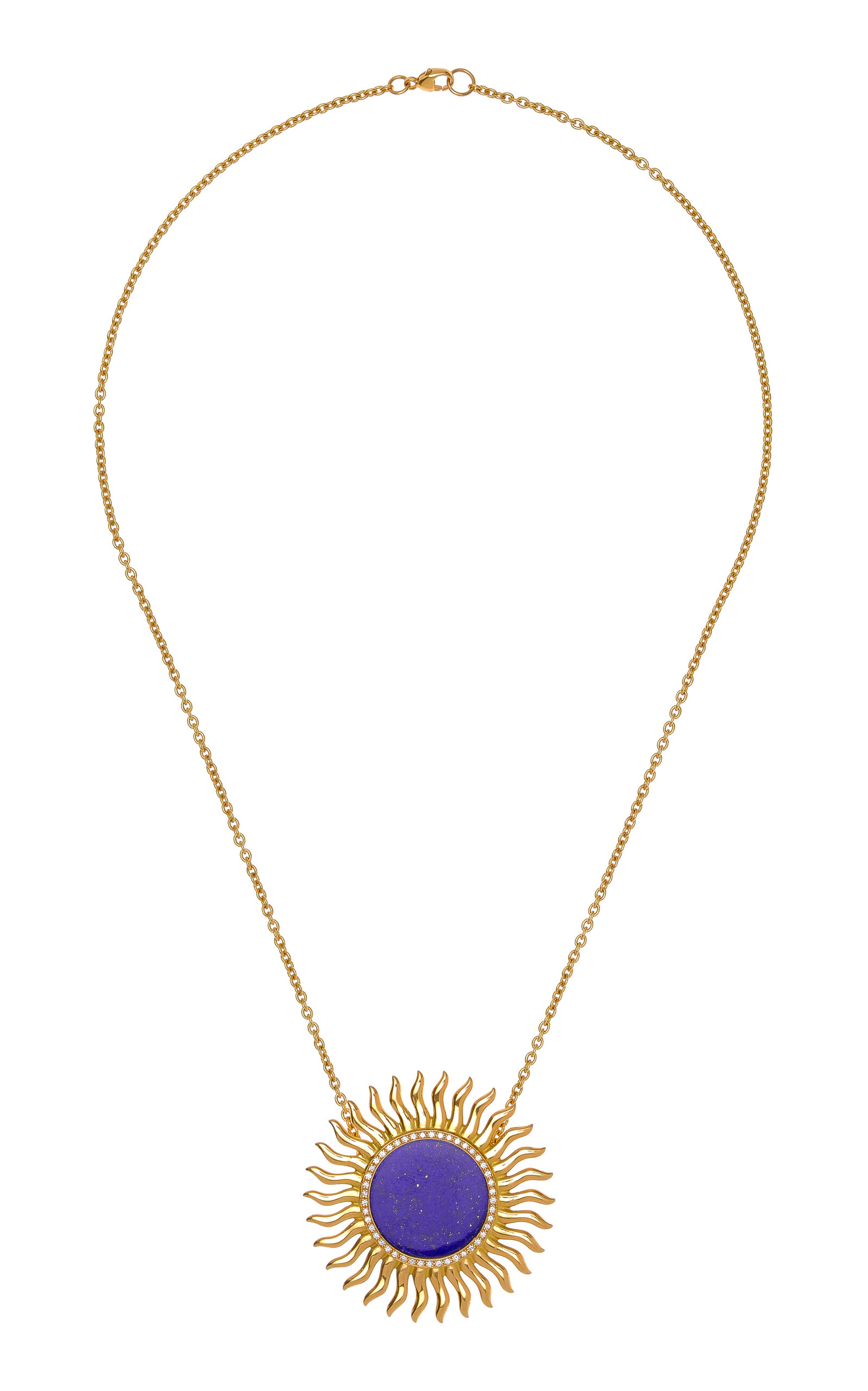 Solar 18K Yellow Gold; Lapis Lazuli And Diamond Necklace