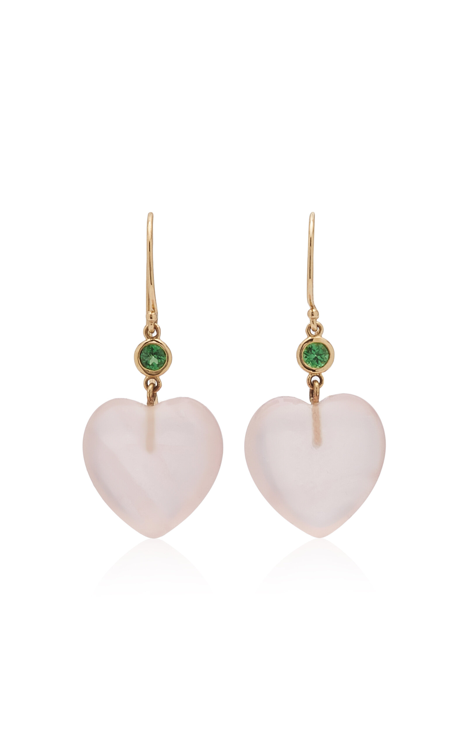 14K Yellow Gold Quartz; Tsavorite Earrings
