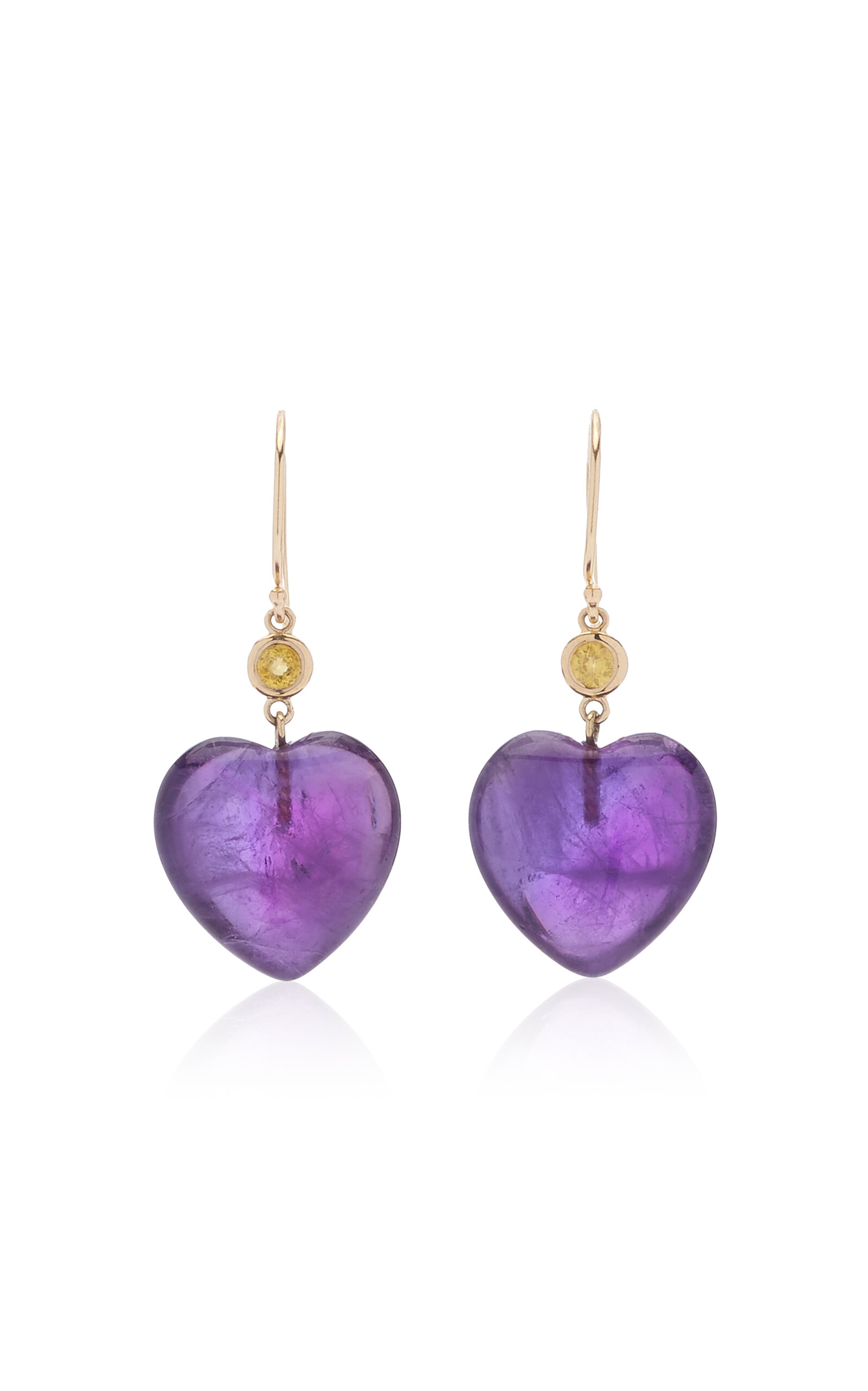 14K Yellow Gold Amethyst; Sapphire Earrings