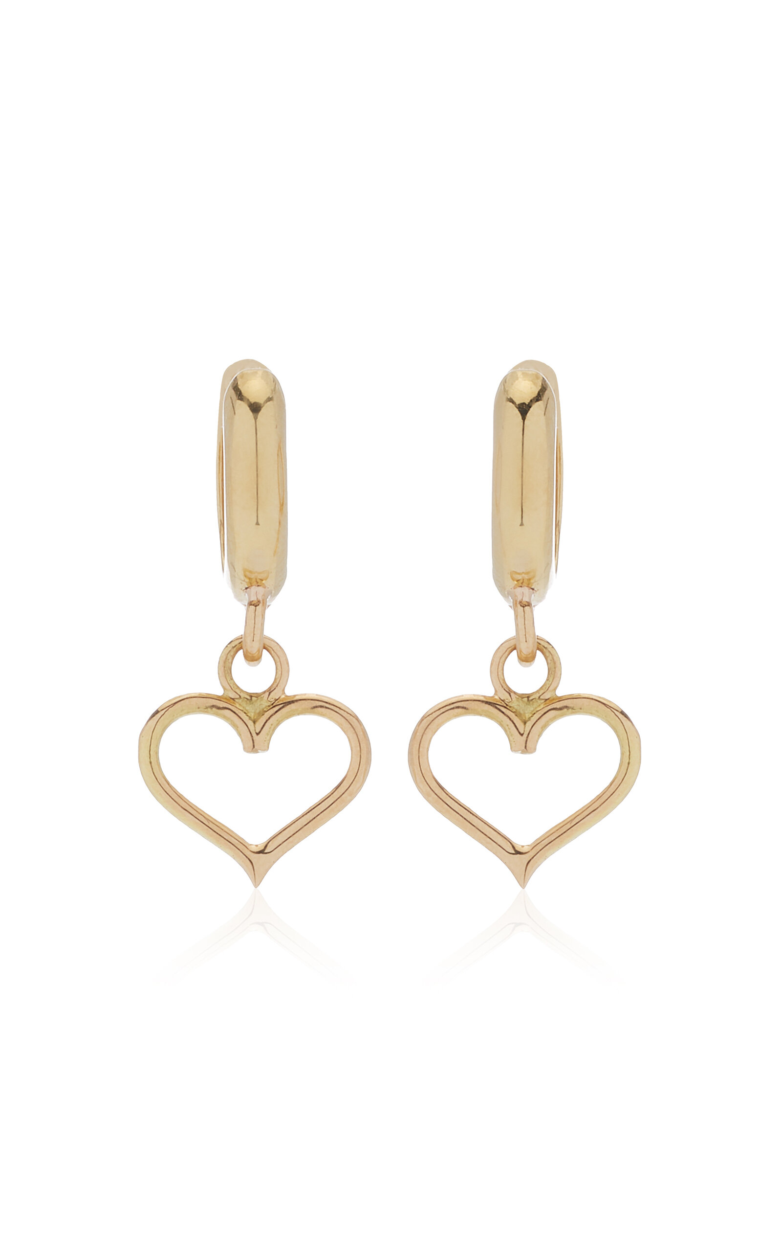 18K Yellow Gold Heart Hoop Earrings
