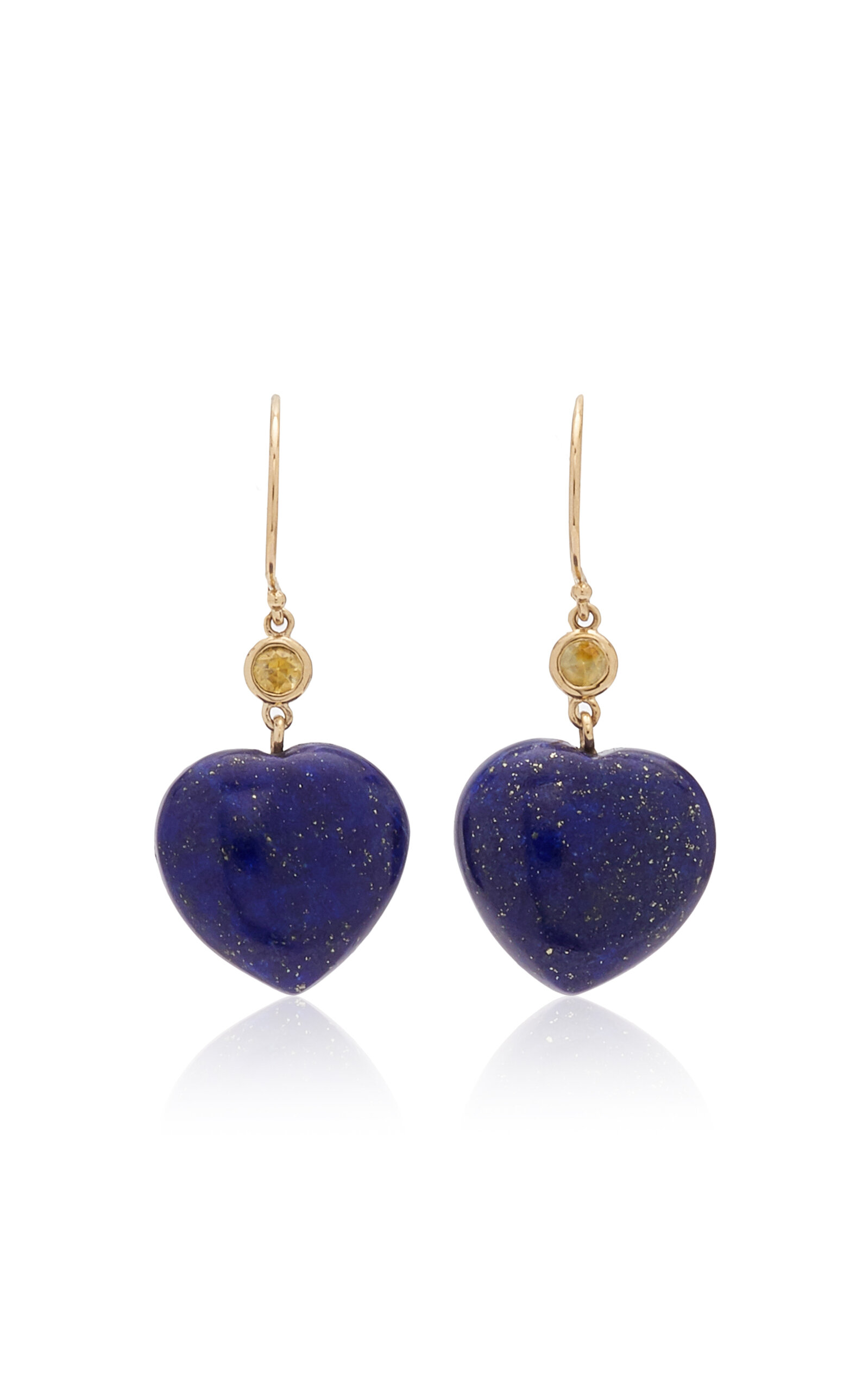 14K Yellow Gold Lapis; Sapphire Earrings