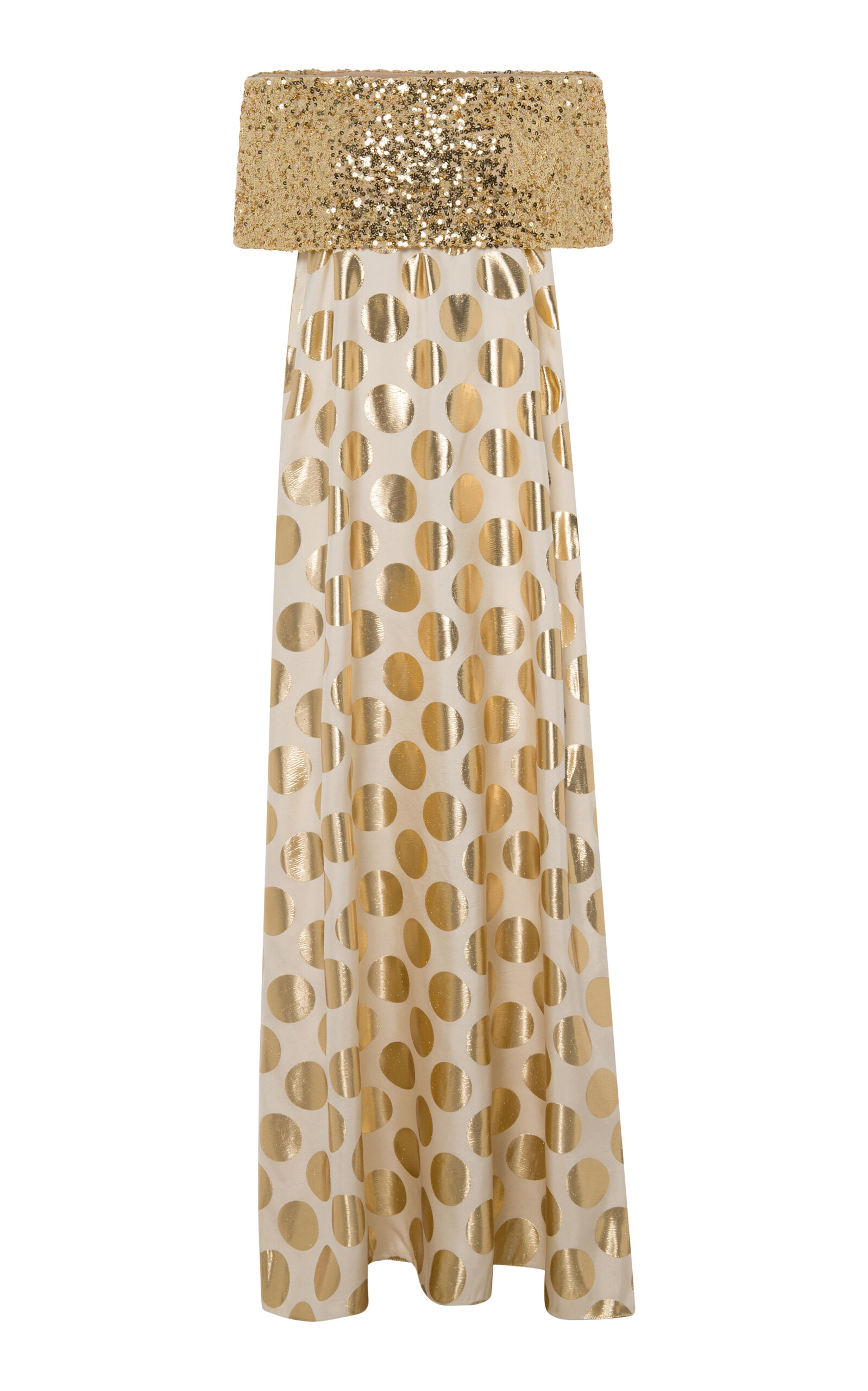 Dima Ayad Off-the-shoulder Sequined Dress In Gold