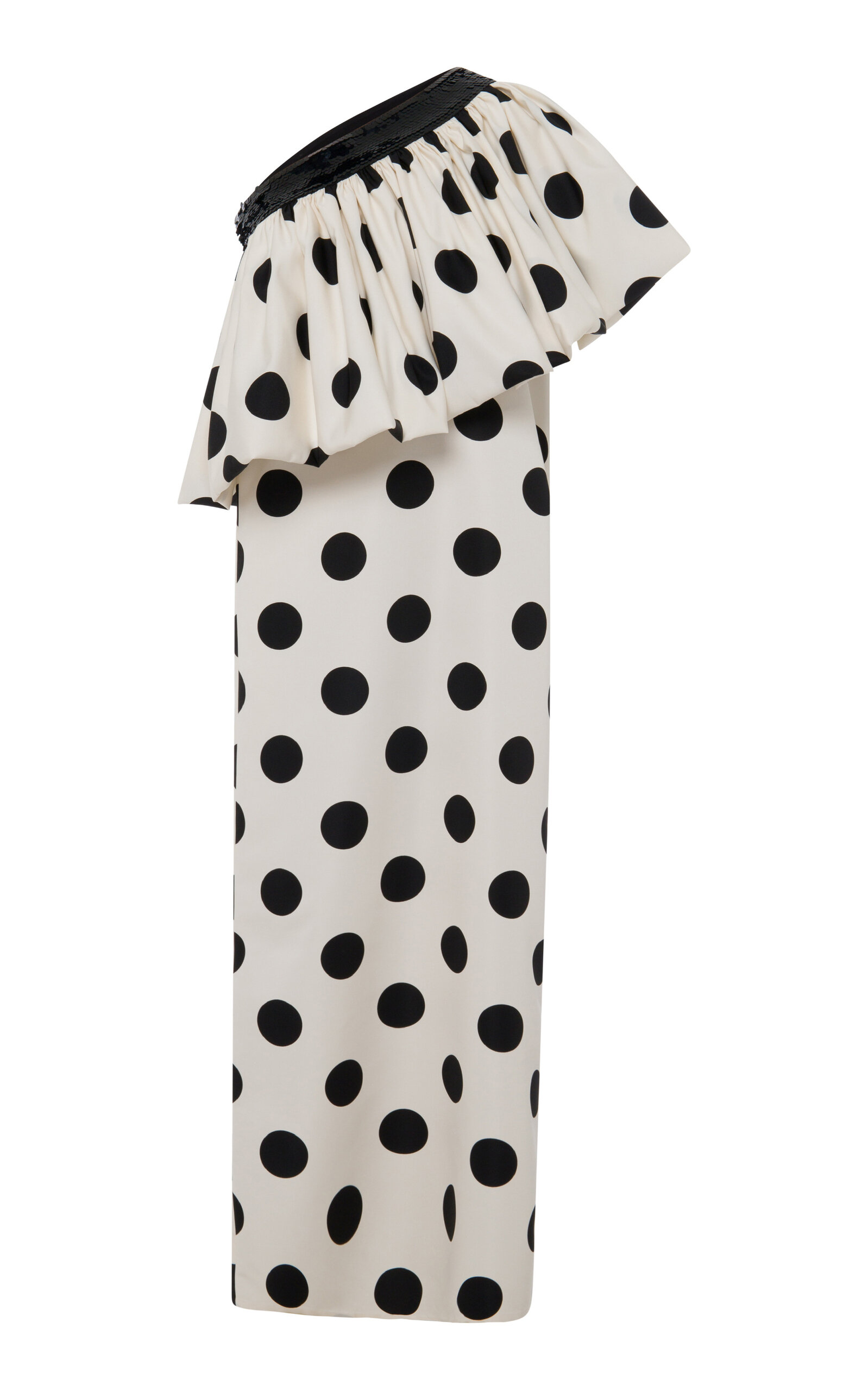 Dima Ayad Single-Shoulder Polka Dot Dress