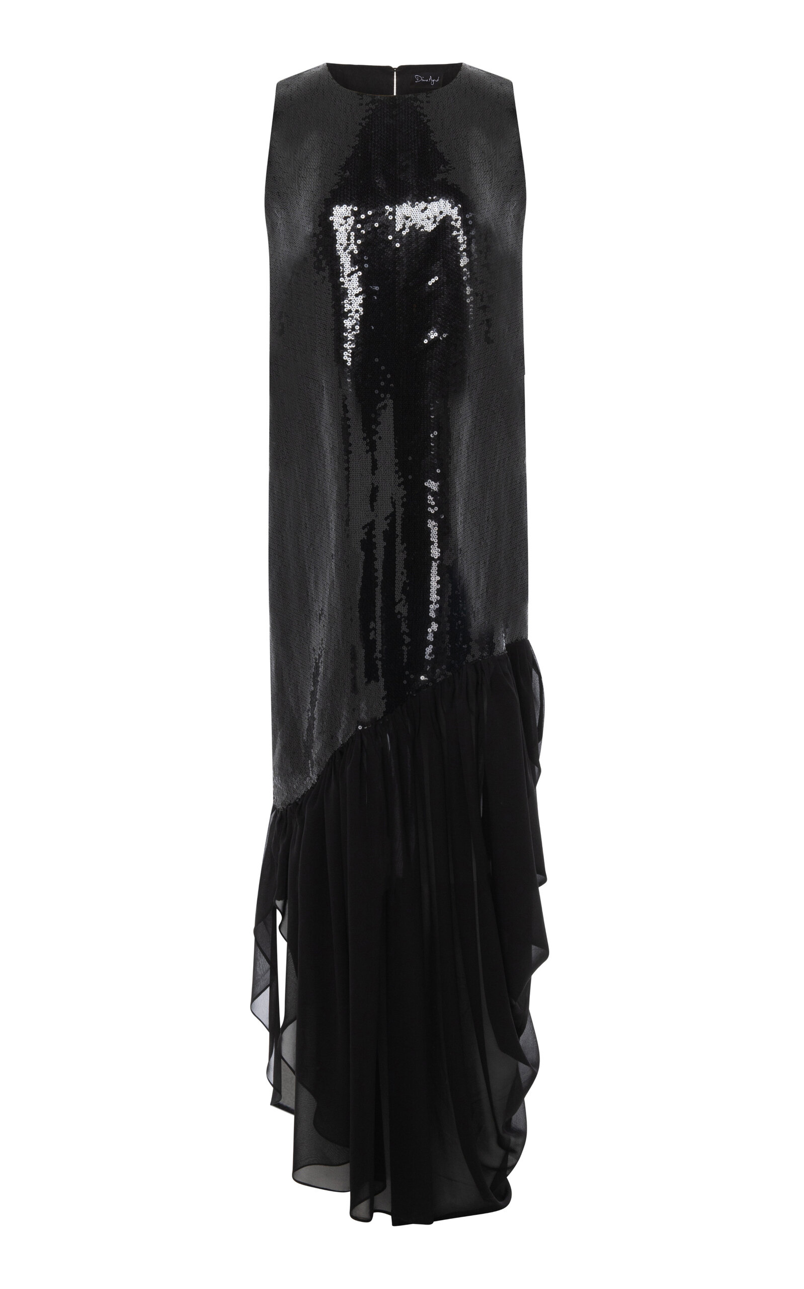 Dima Ayad Georgette Sequined Gown In Black