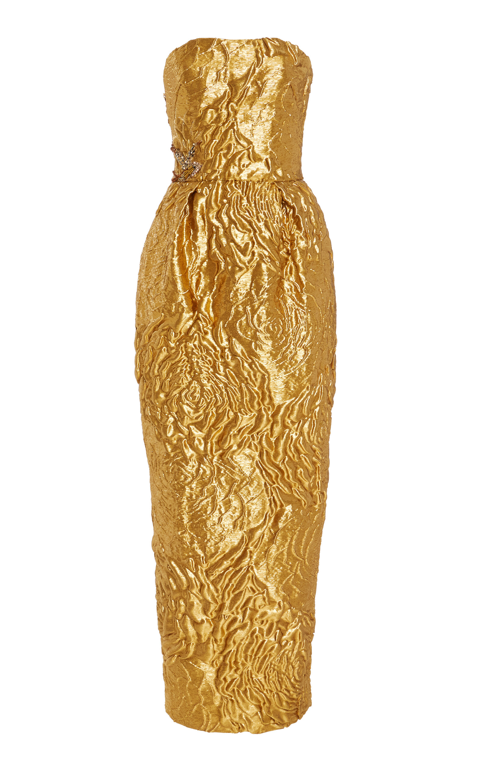 Monique Lhuillier Rose-Jacquard Lamé Maxi Dress