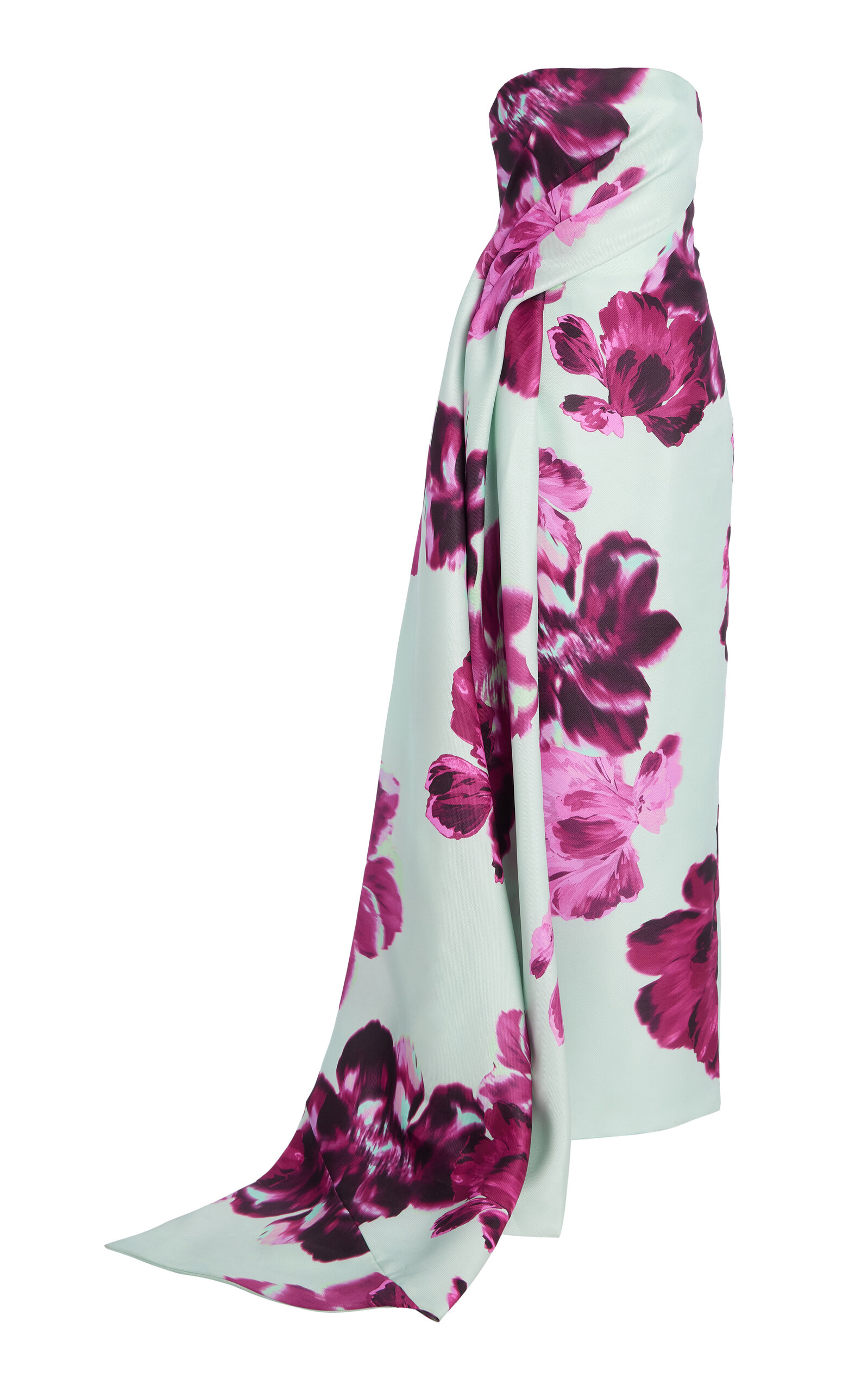 Monique Lhuillier Printed Silk Column Gown