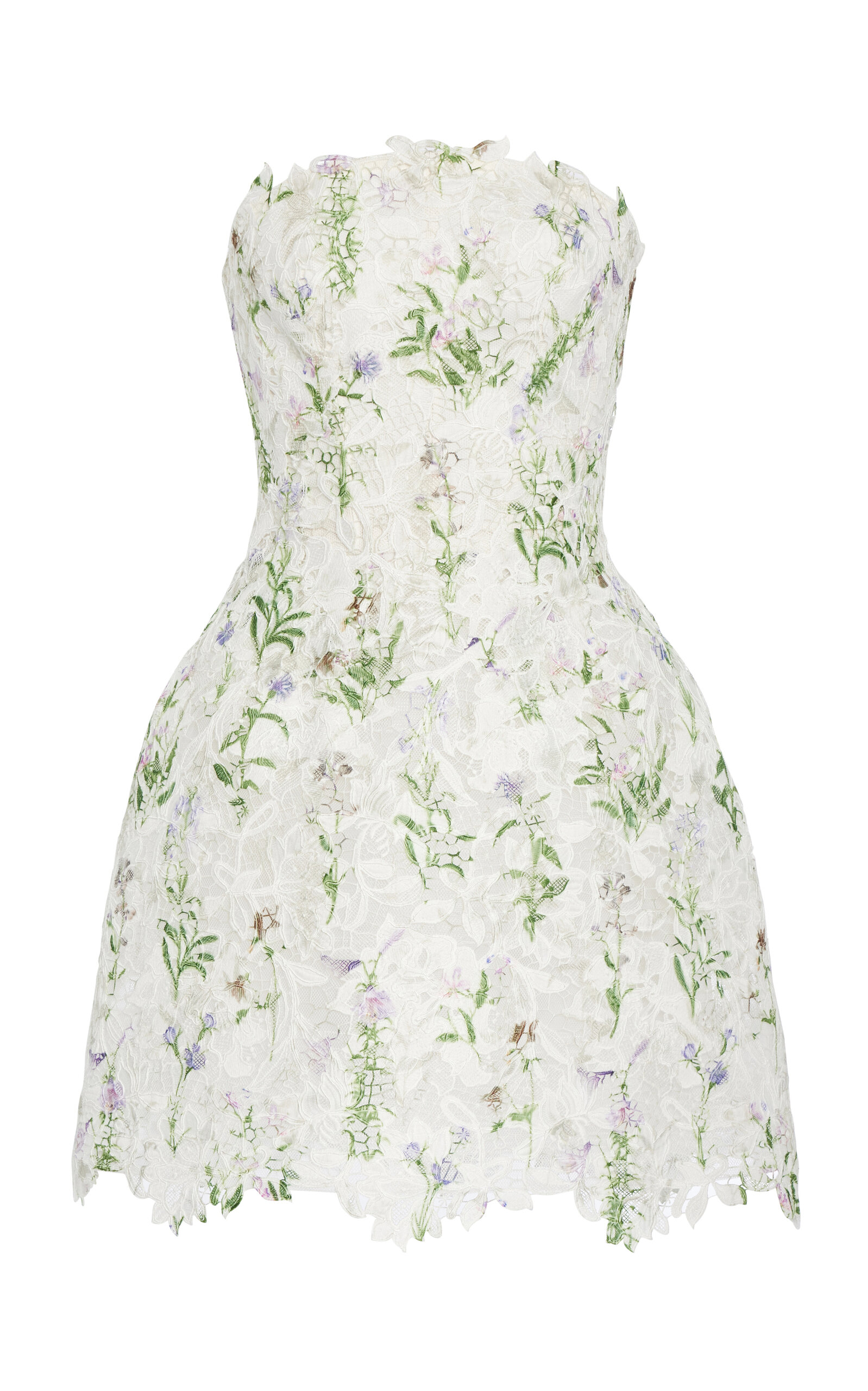 Monique Lhuillier Printed Lace Mini Dress
