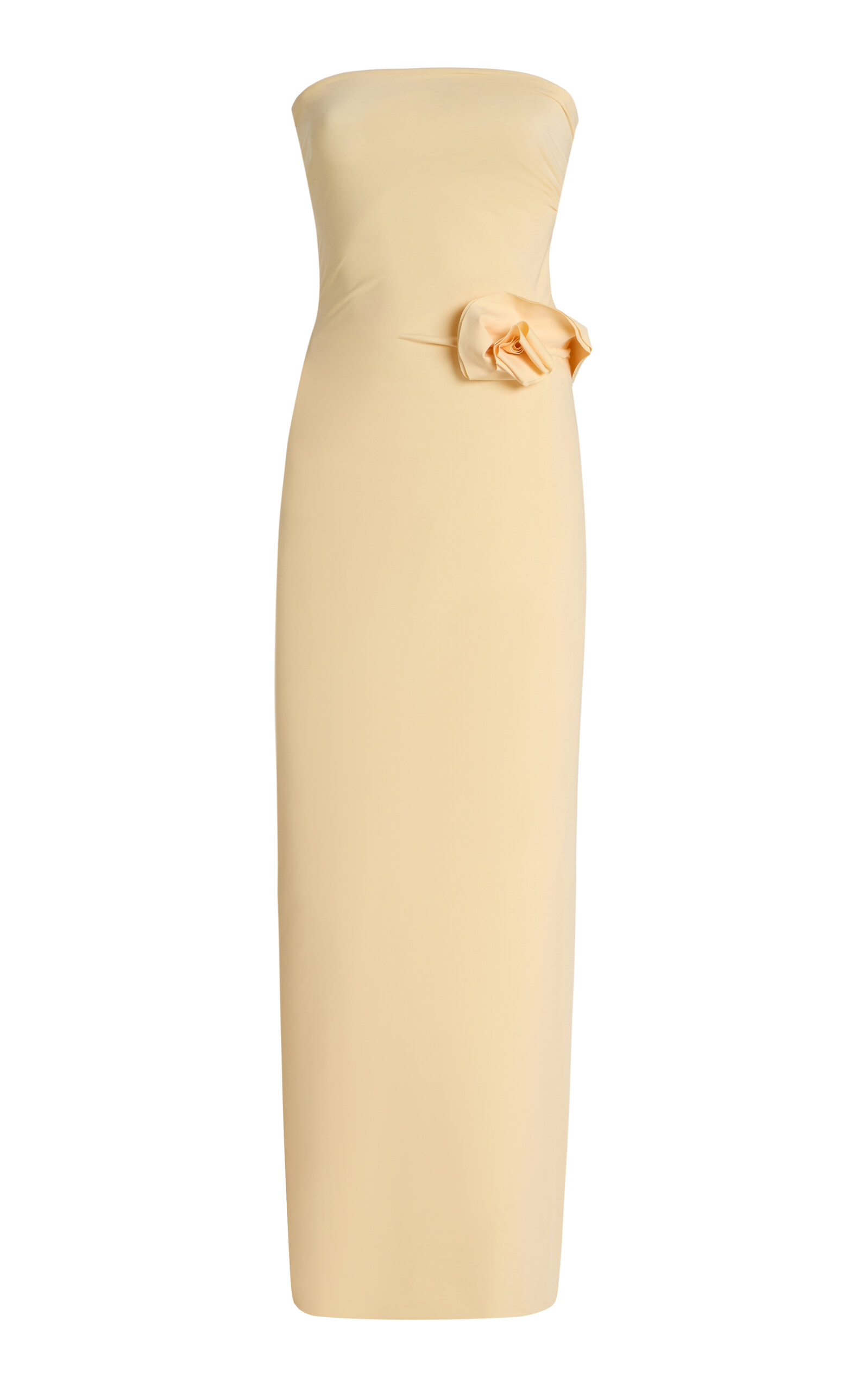 Maygel Coronel Caracola Rosette Jersey Maxi Dress In Ivory