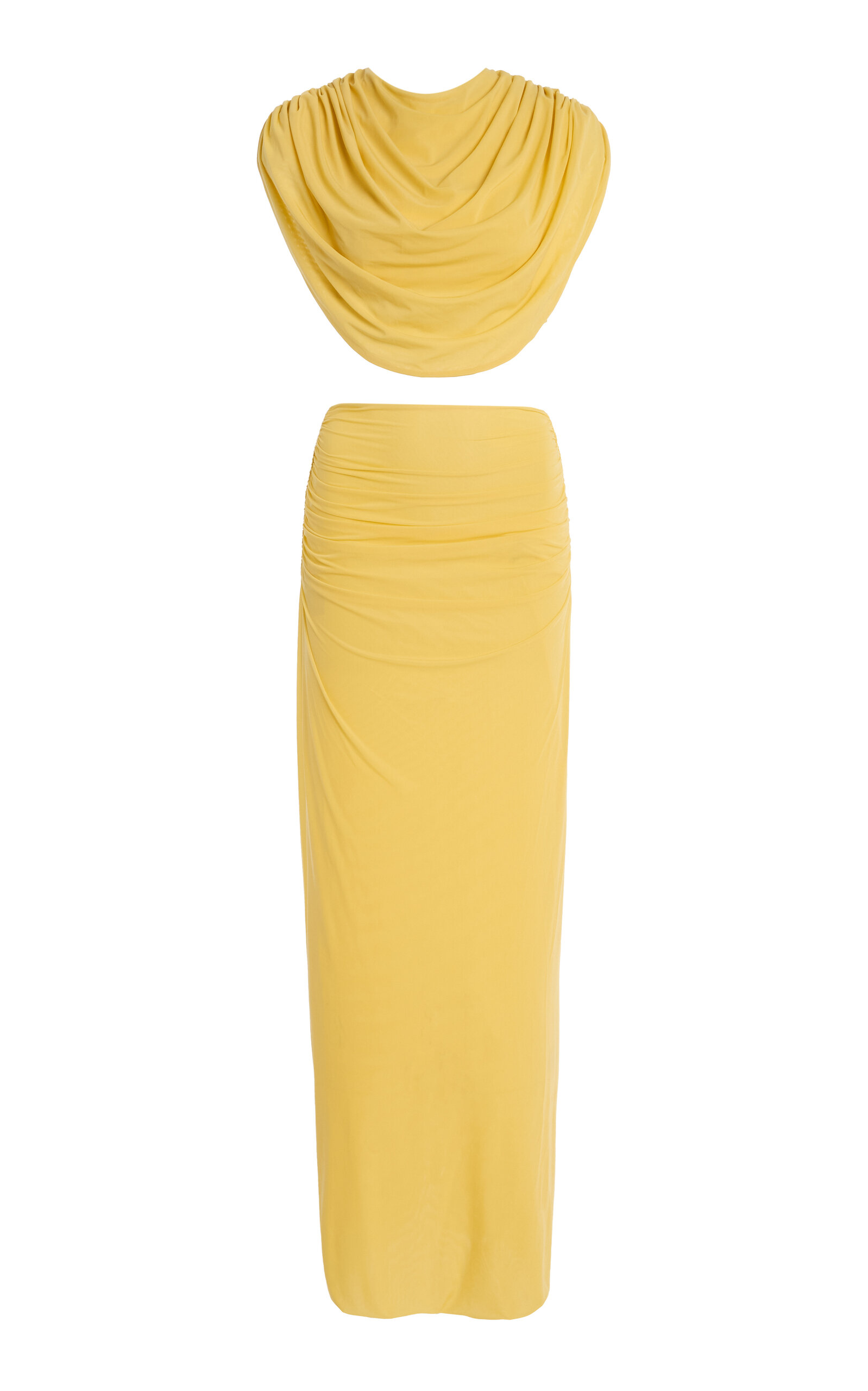 Maygel Coronel Amalra Draped Jersey Skirt Set
