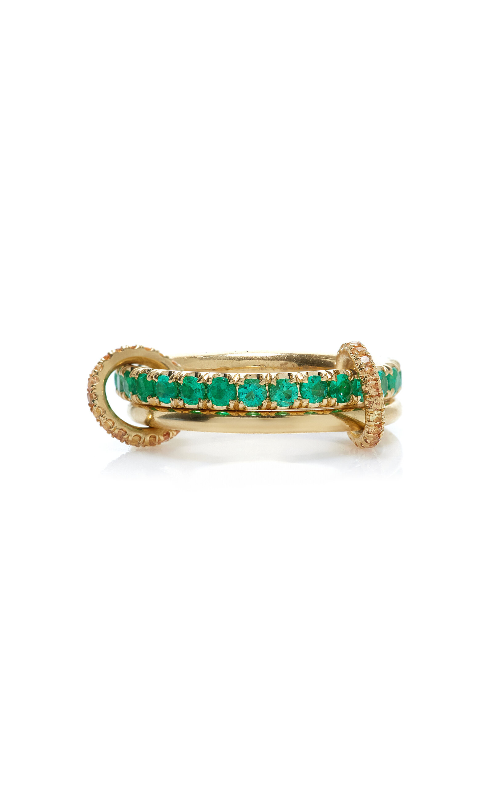 Spinelli Kilcollin Exclusive Riviera Marigold Max 18k Yellow Gold Sapphire And Emerald Ring In Green