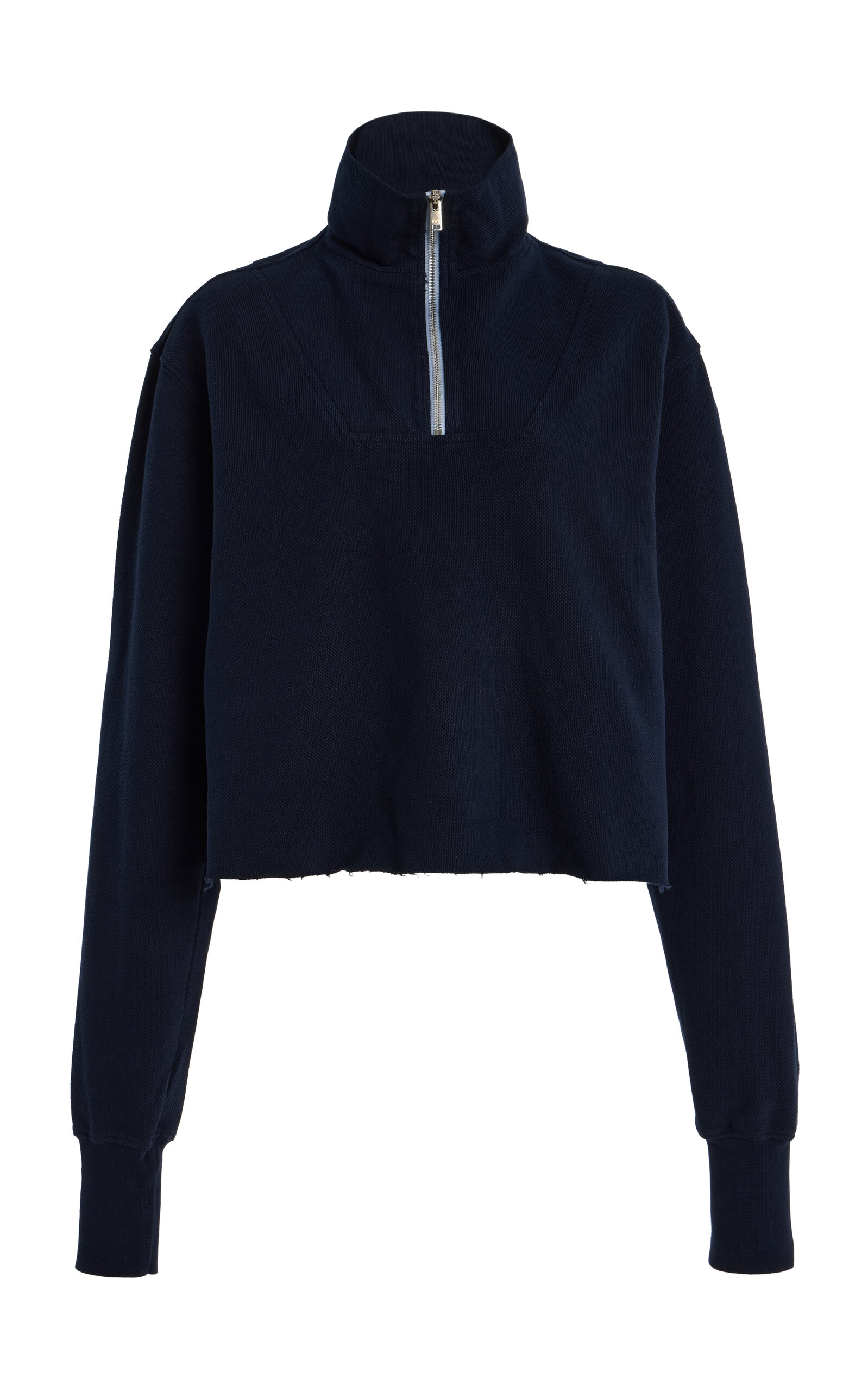 Les Tien Haley Cropped Cotton Half-Zip Sweatshirt
