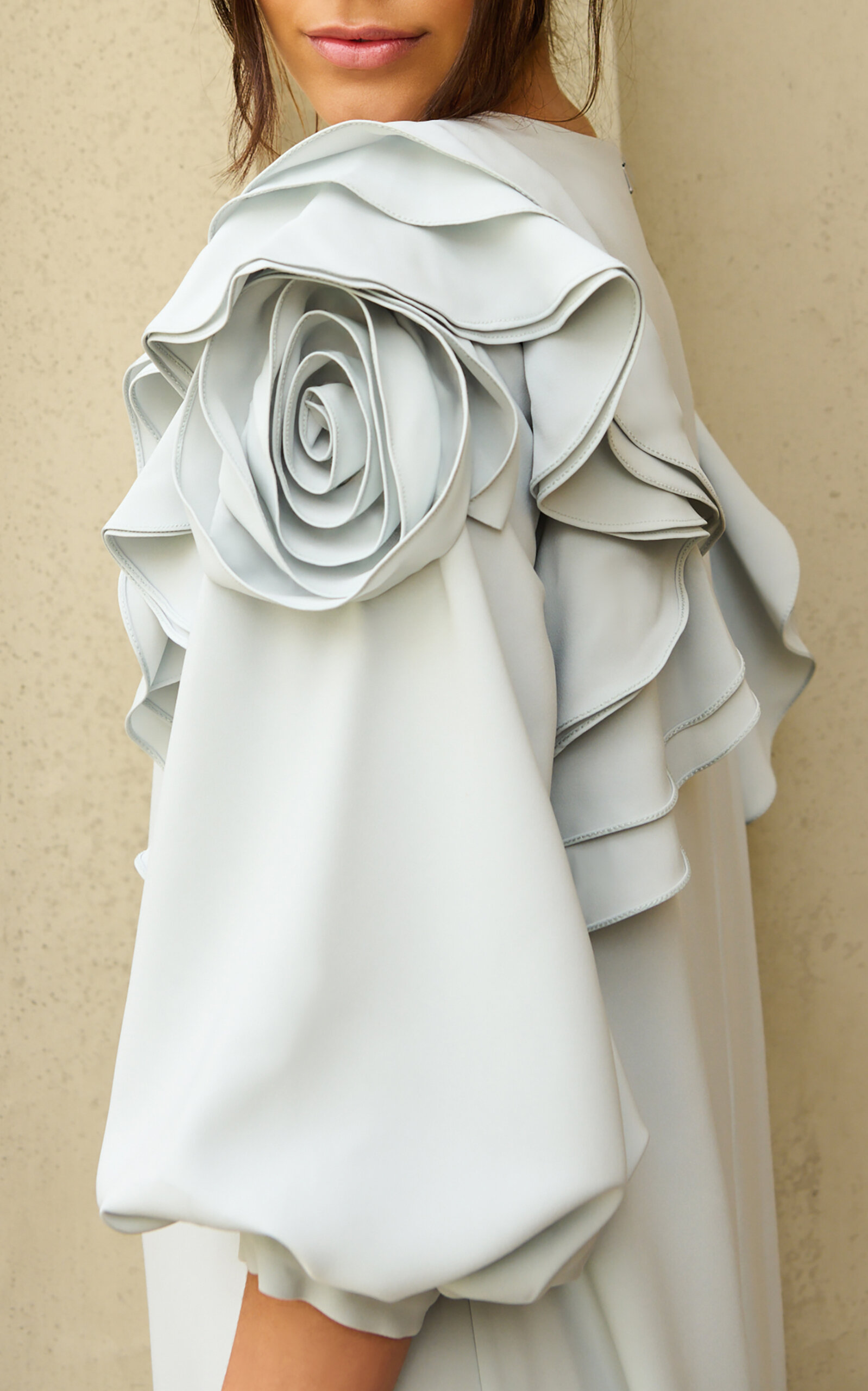 La Plain Serenelle Ruflled Crepe Caftan In Blue