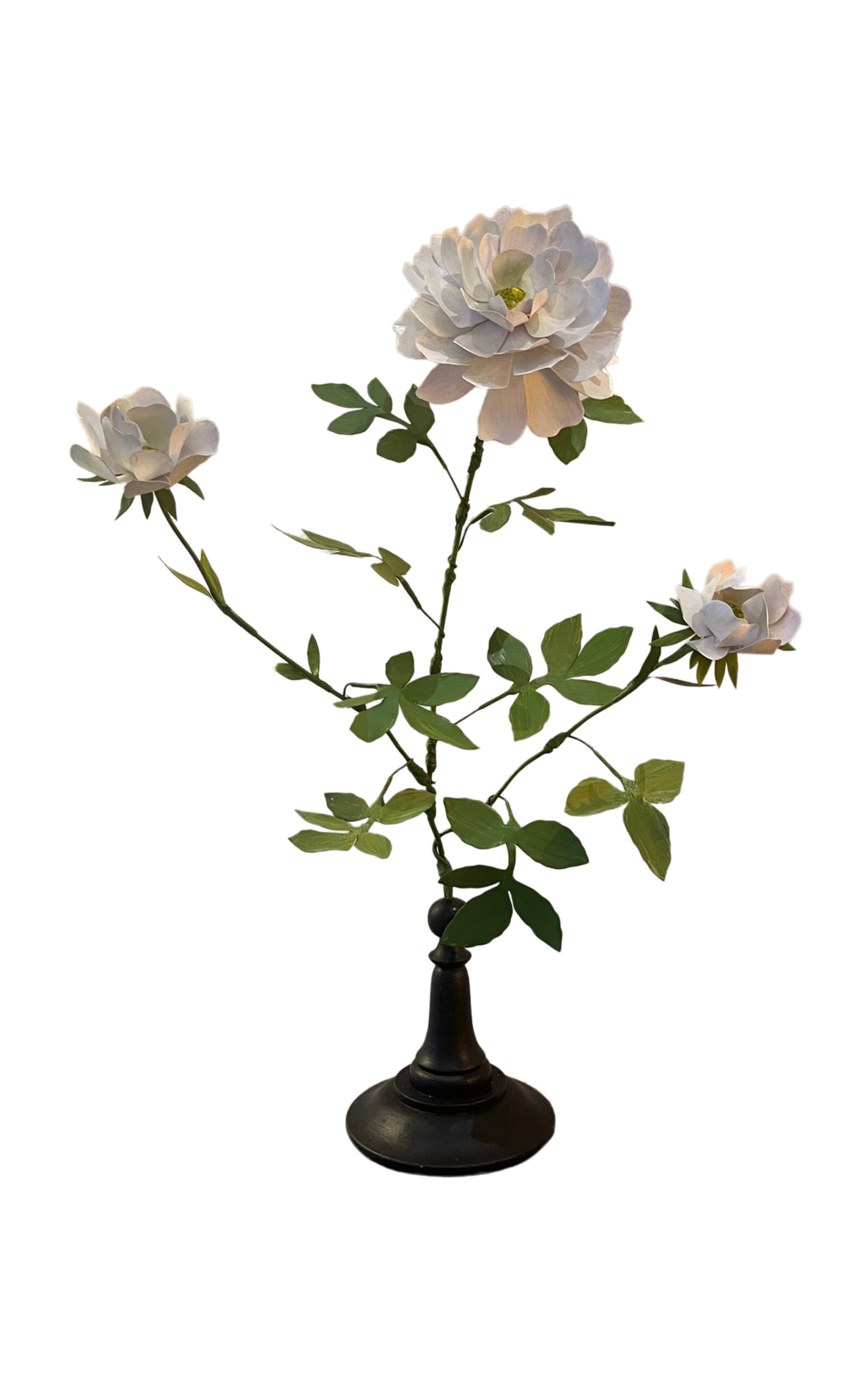 Erbavoglio Milano Handcrafted Metal Rose Branch Sculpture In Multi