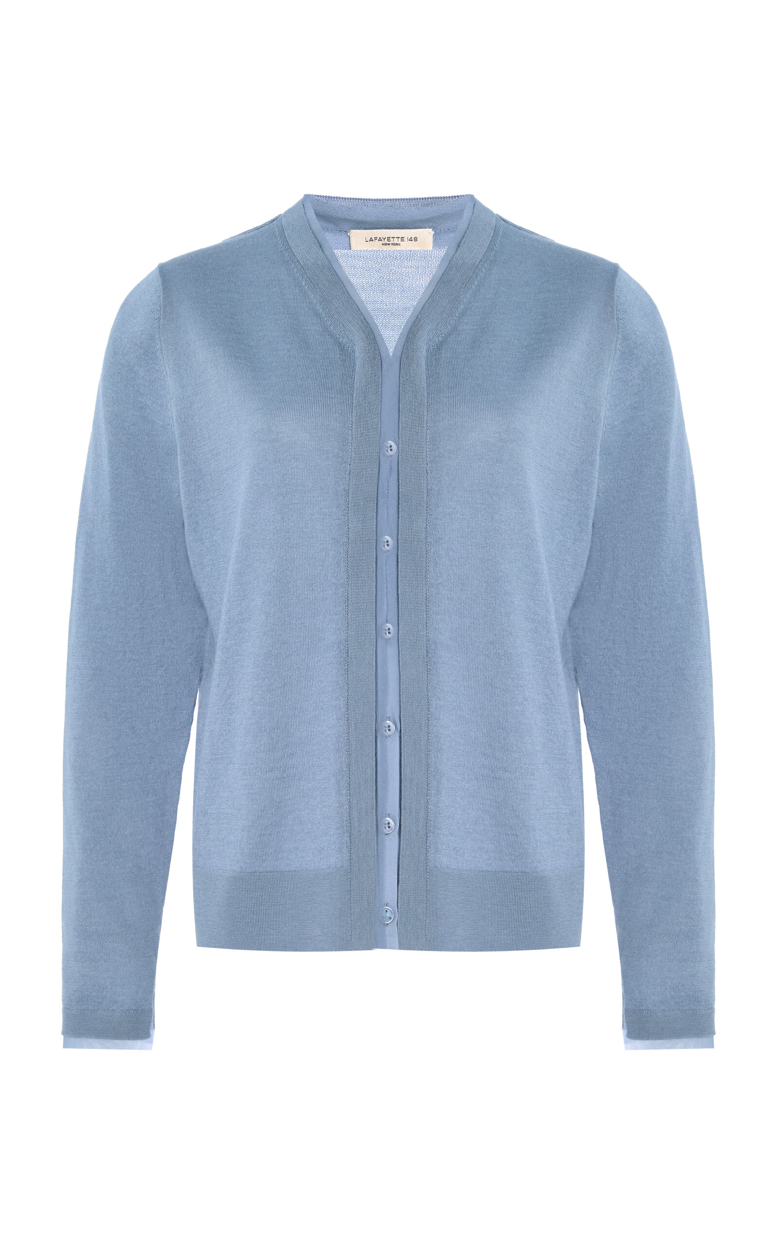 Cashmere And Silk Chiffon Trim Cardigan