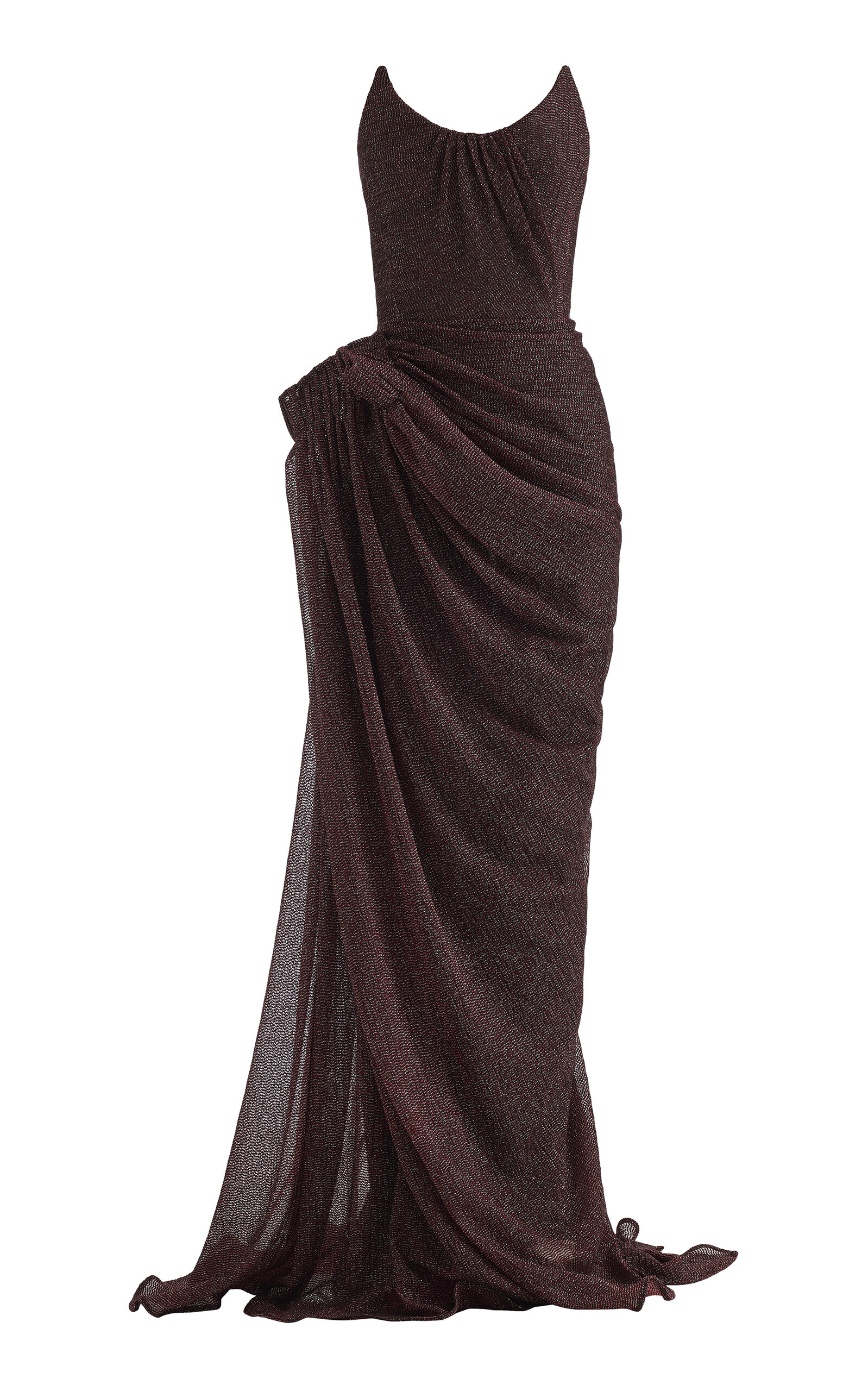 Maticevski Lexicon Draped Metallic-Knit Gown