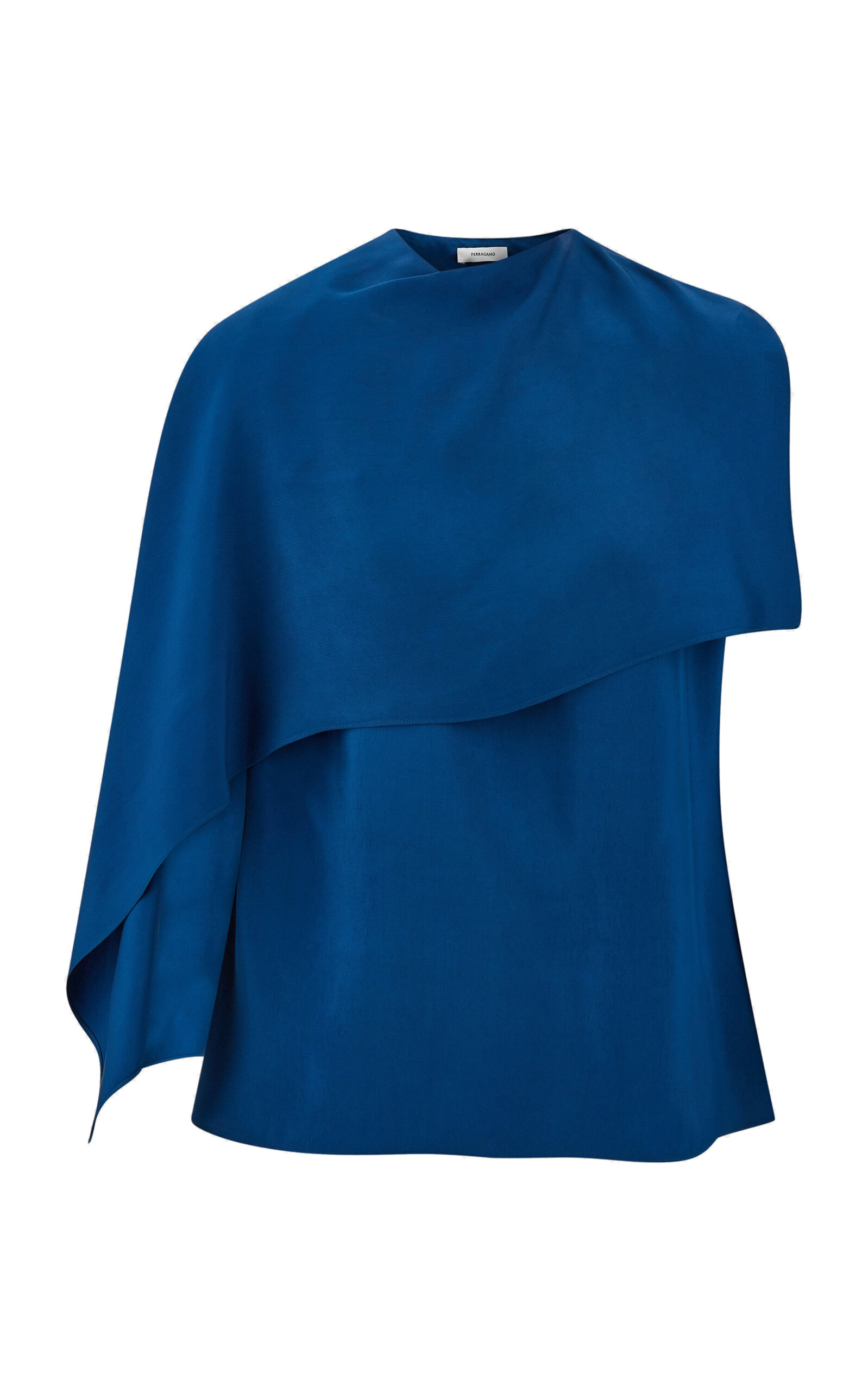 Ferragamo Viscose Top With Cape Detail In Blue