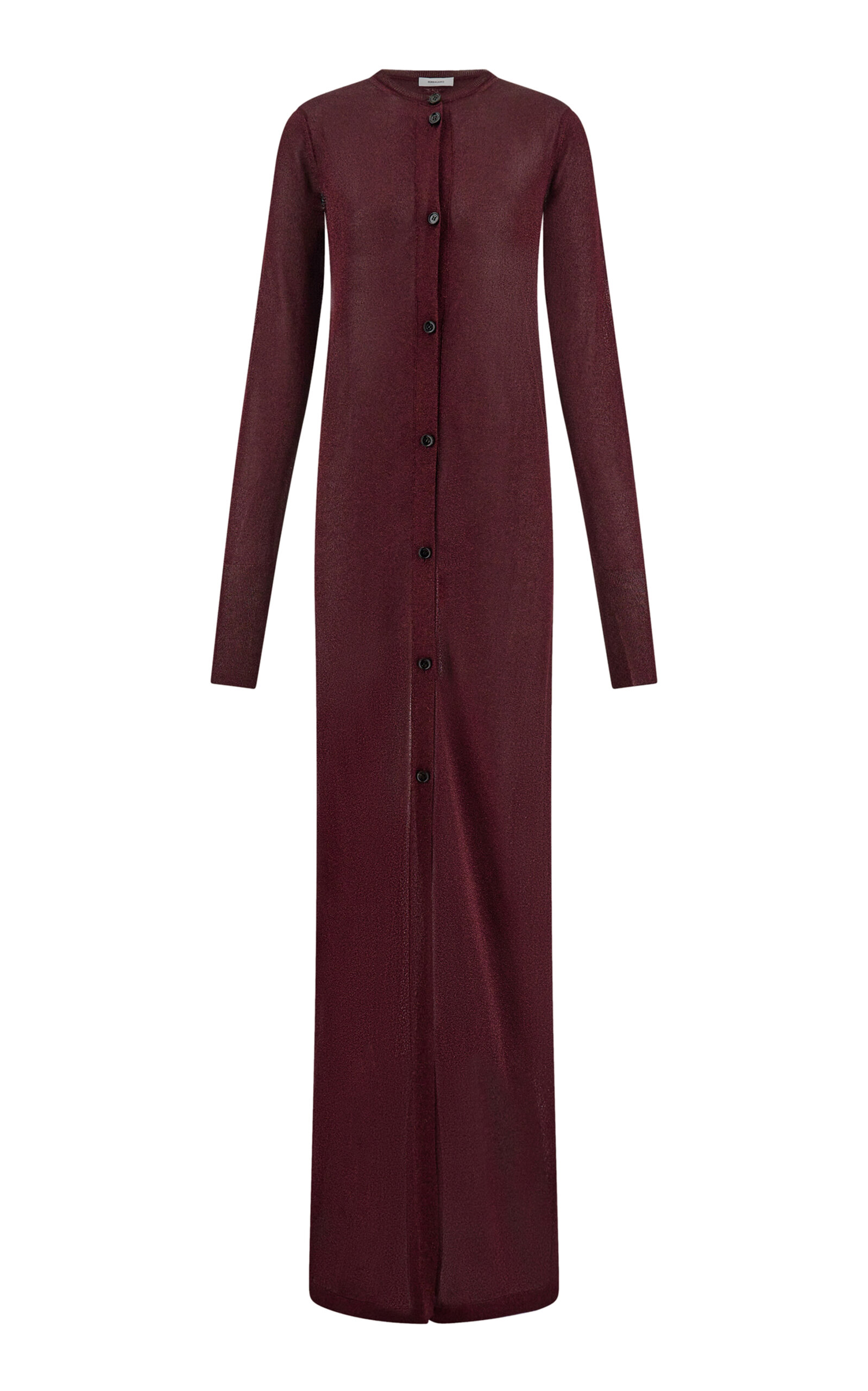 Shop Ferragamo Knitted Duster Cardigan In Burgundy