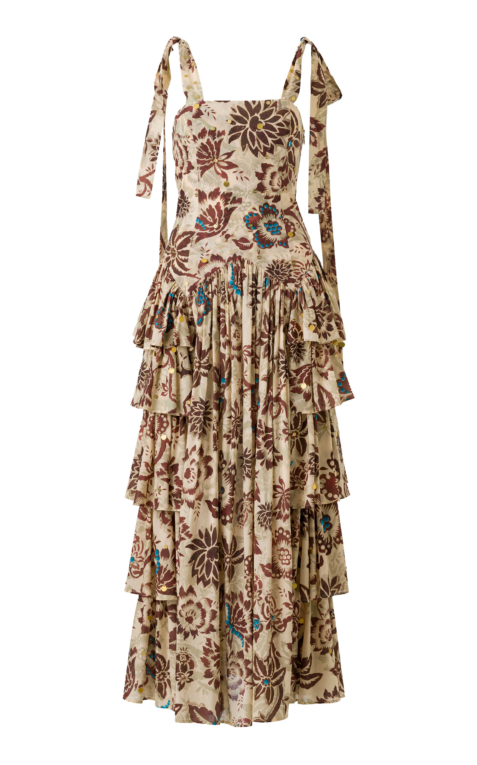 SIEDRÃS Mindy Ruffled Cotton Maxi Dress