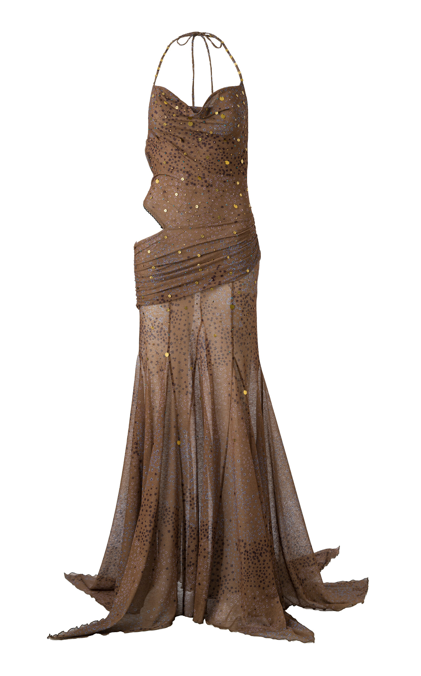 SIEDRÉS Venusia Embellished Cutout Mesh Maxi Dress - Multi - XS