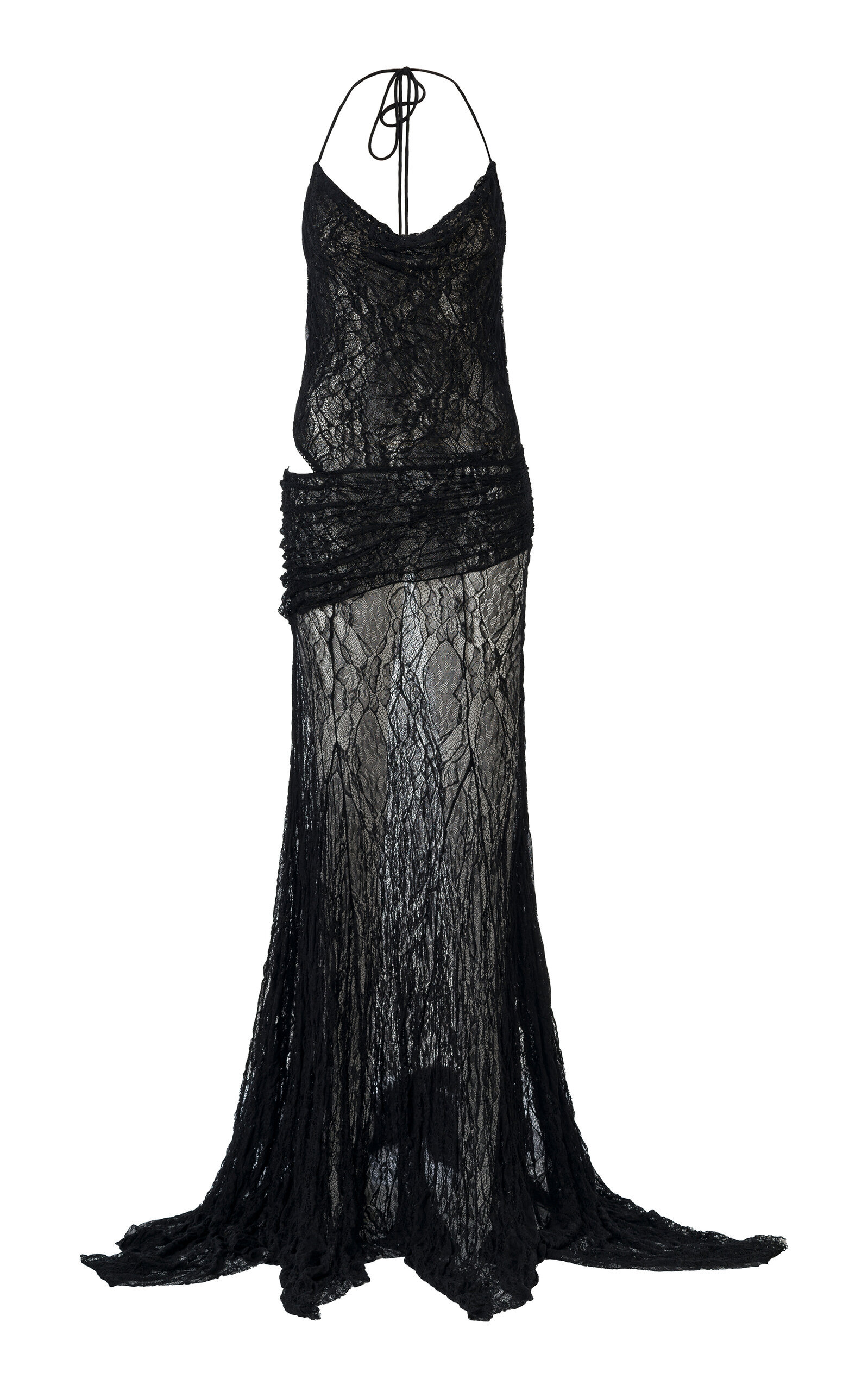 SIEDRÉS Venusia Embellished Cutout Lace Maxi Dress - Black