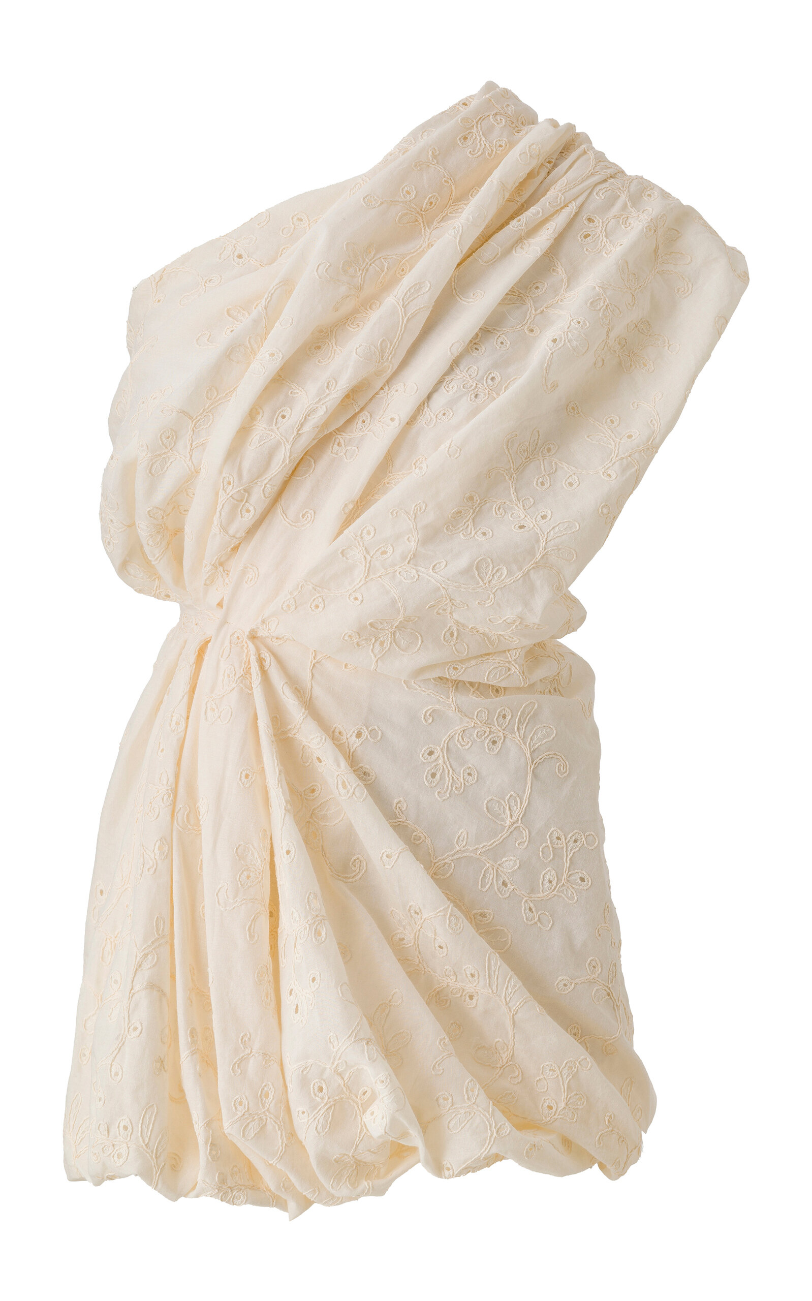 Siedres Pula Asymmetric Broderie Anglaise Mini Dress In Off-white