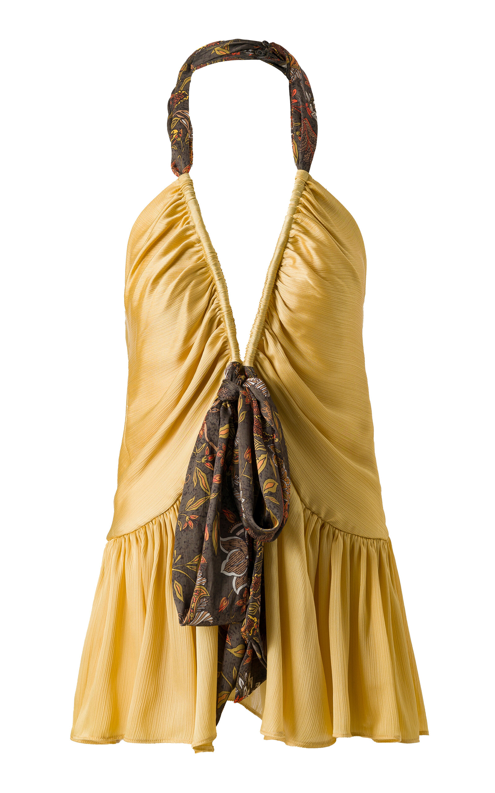 SIEDRÉS Solern Plunged Satin Mini Dress - Yellow