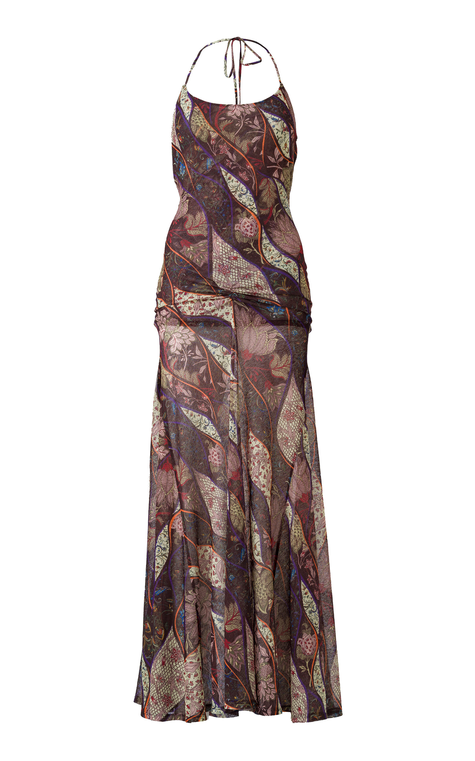 Siedres Nensi Chiffon Maxi Slip Dress In Multi