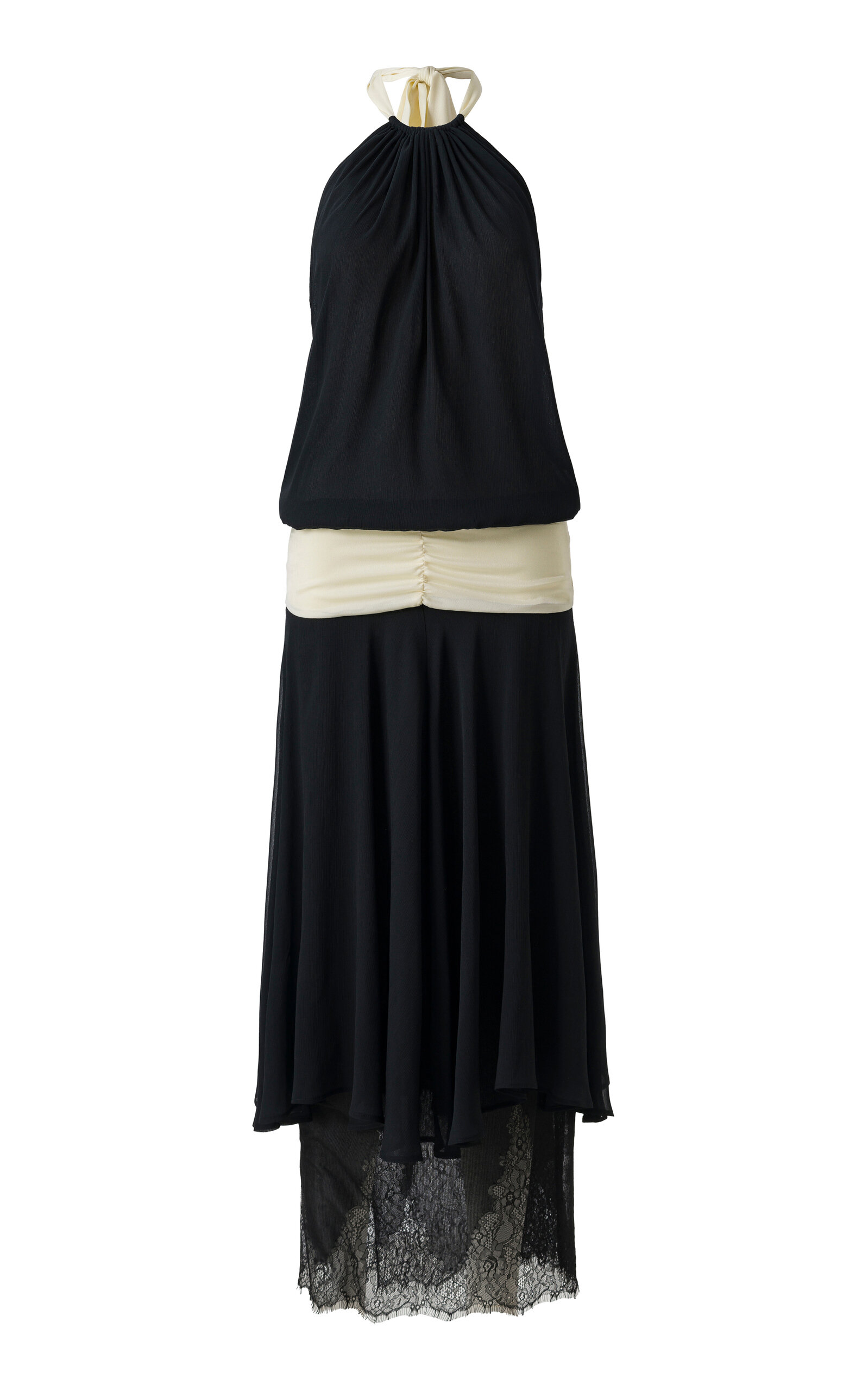 Siedres Margeaux Lace-trimmed Georgette Maxi Dress In Black