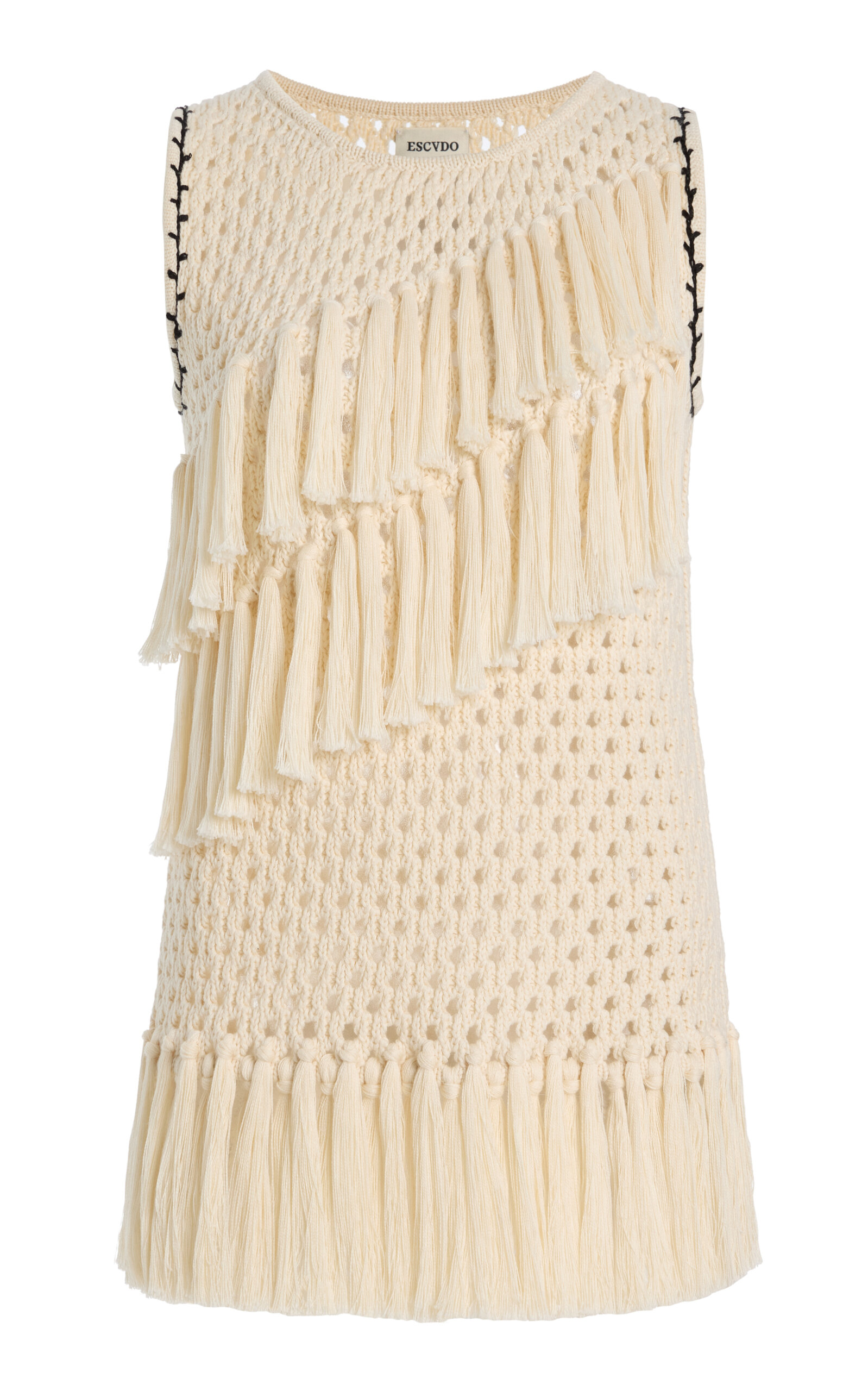 ESCVDO Exclusive Espina Fringed Crocheted Cotton Top - Moda Operandi
