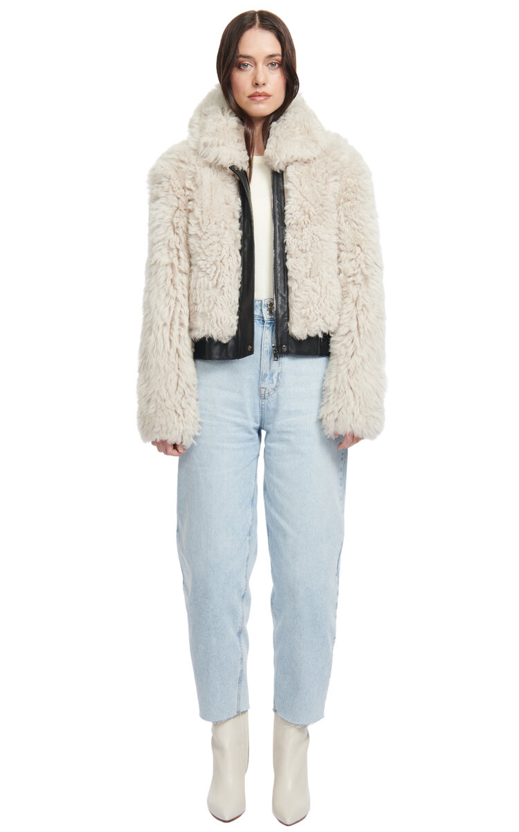 HiSO Parma Wool-Out Cropped Bomber Jacket - Ivory