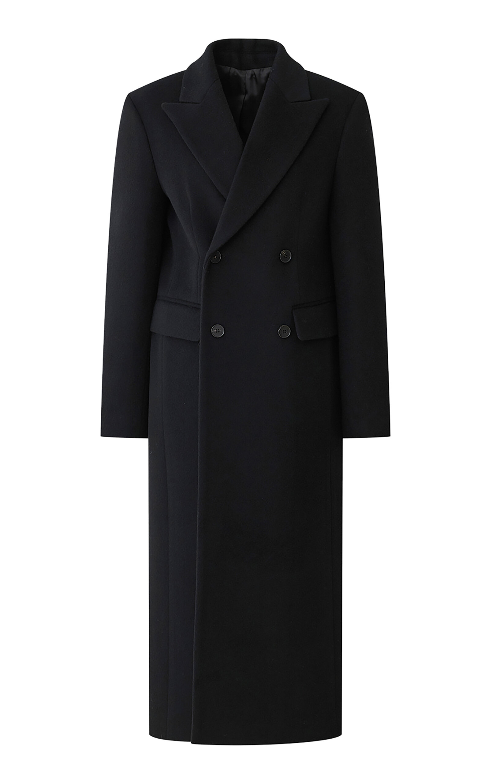 R2W Double-Breasted Wool Coat - Black