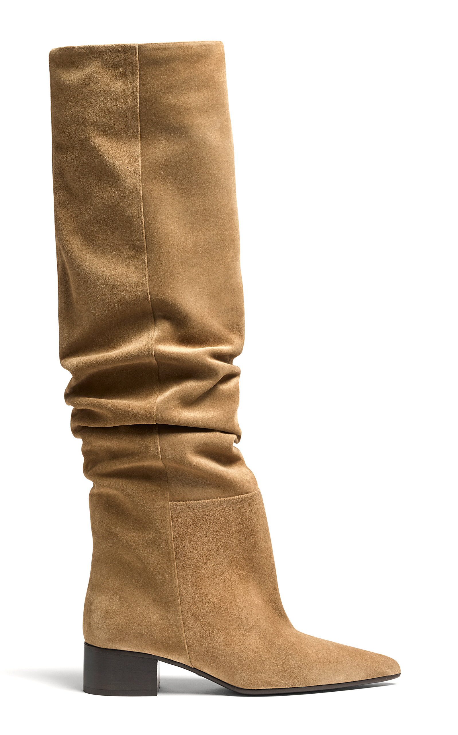 Khaite Andee Over-the-knee Slouchy Suede Boots In Neutral