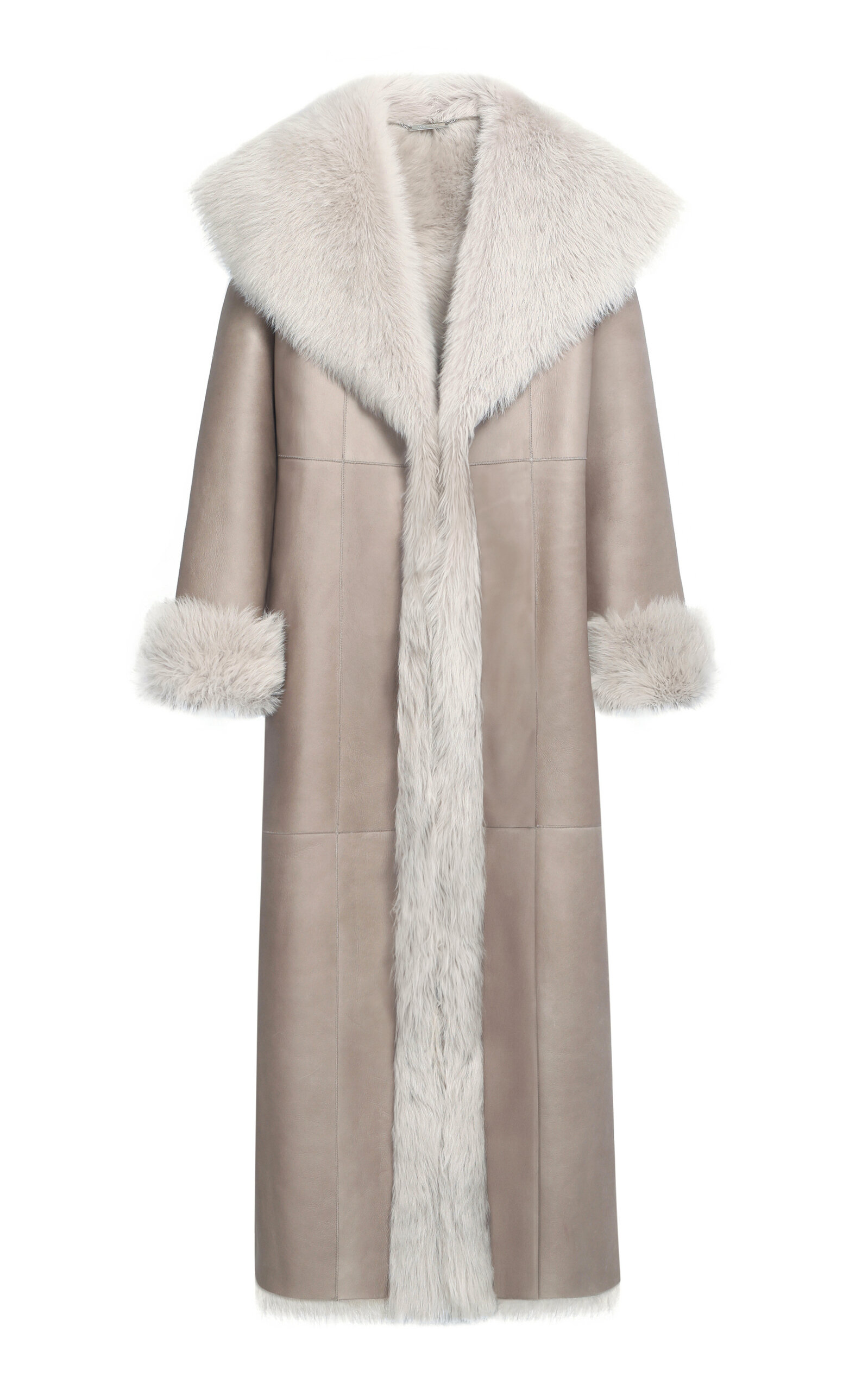 Nour Hammour Marlene Lambskin Shearling Trench In Light Grey