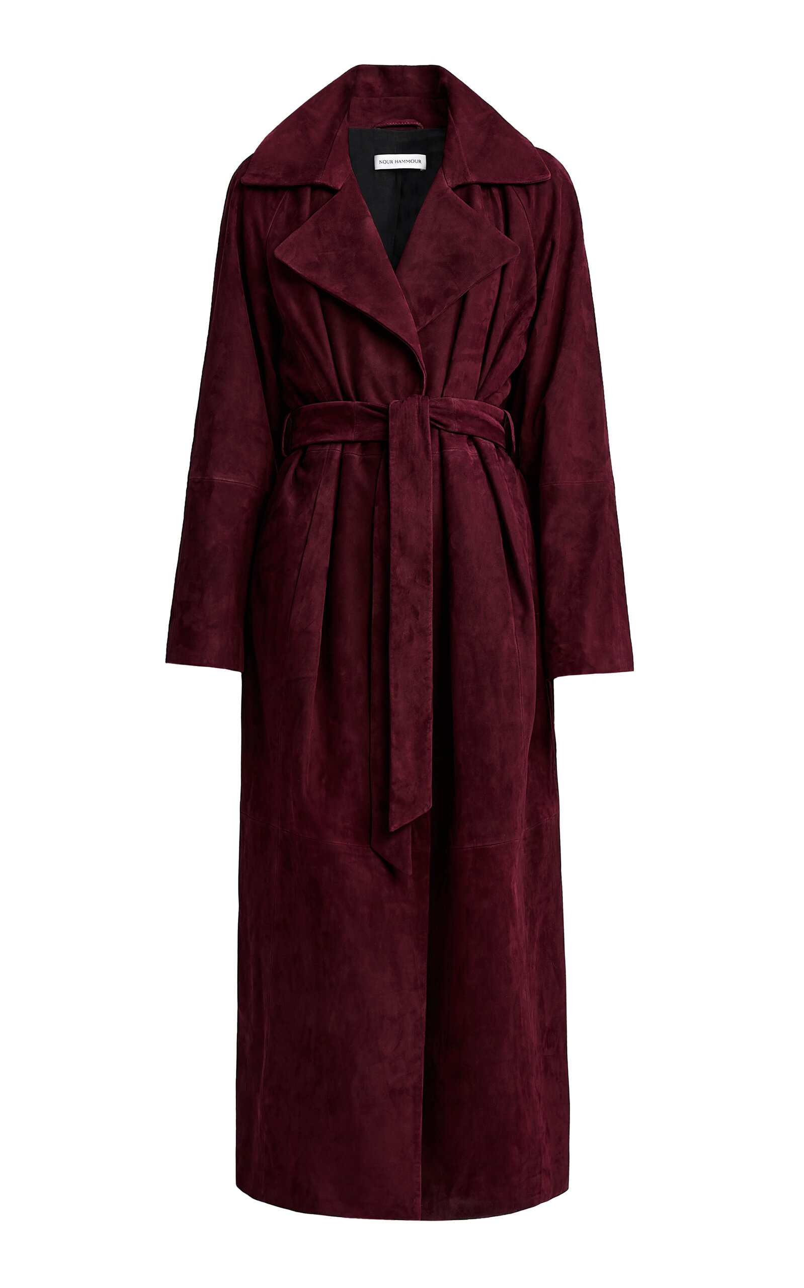 Nour Hammour Althea Lambskin Leather Trench - Burgundy