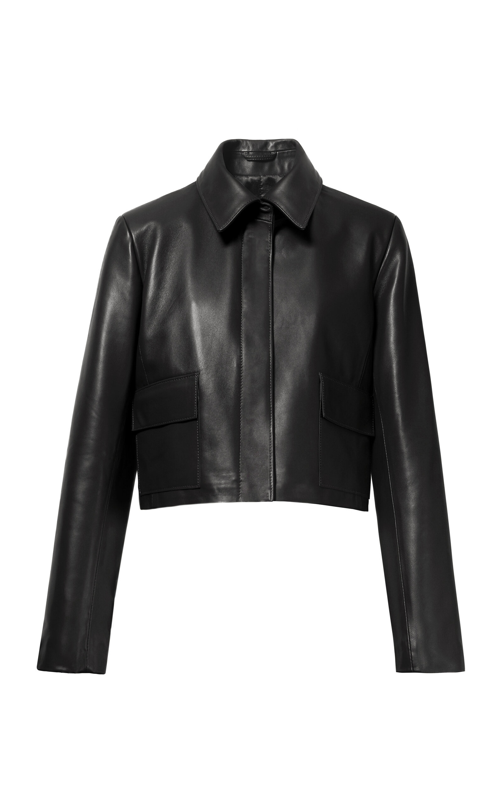 Nour Hammour Bleeker Lambskin Cropped Jacket - Black