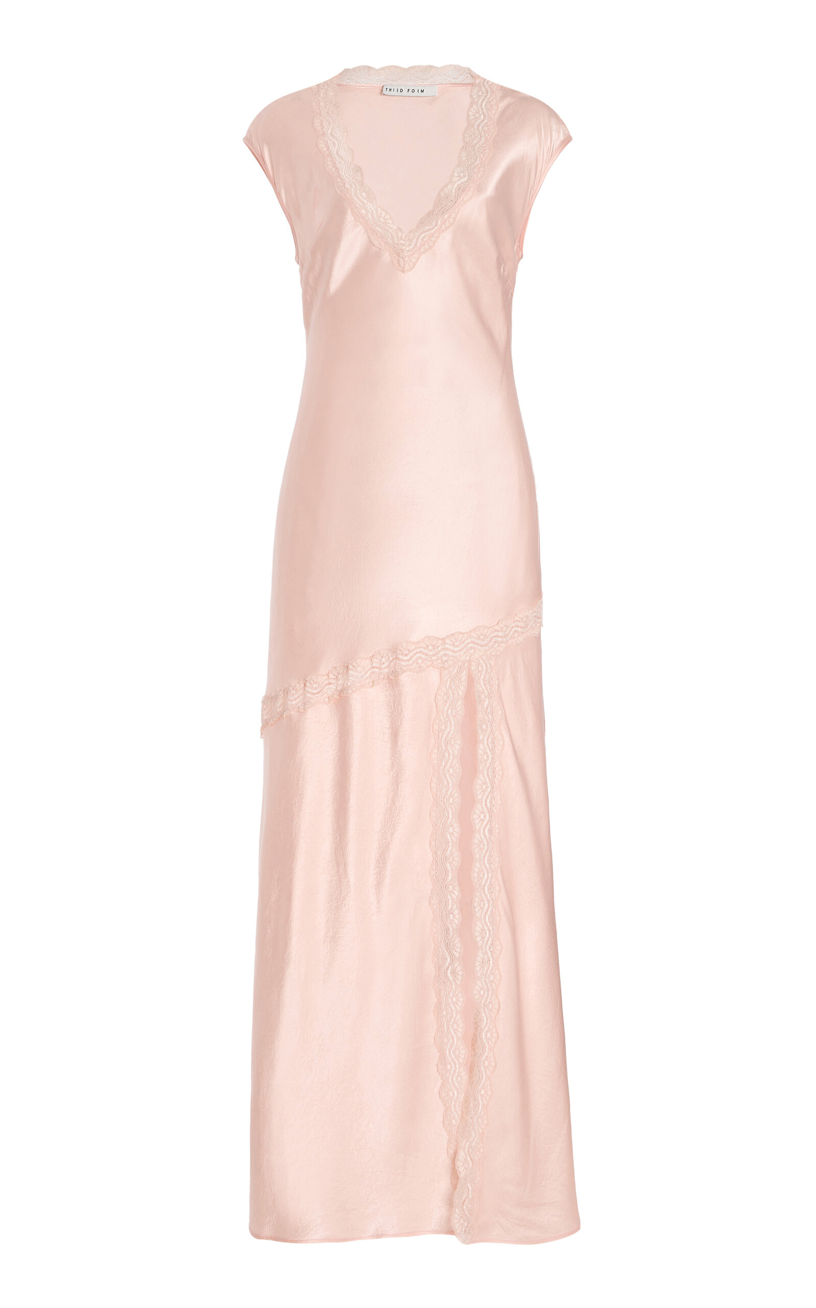Third Form Exclusive Lace-Detailed Crushed-Satin Maxi Slip Dress
