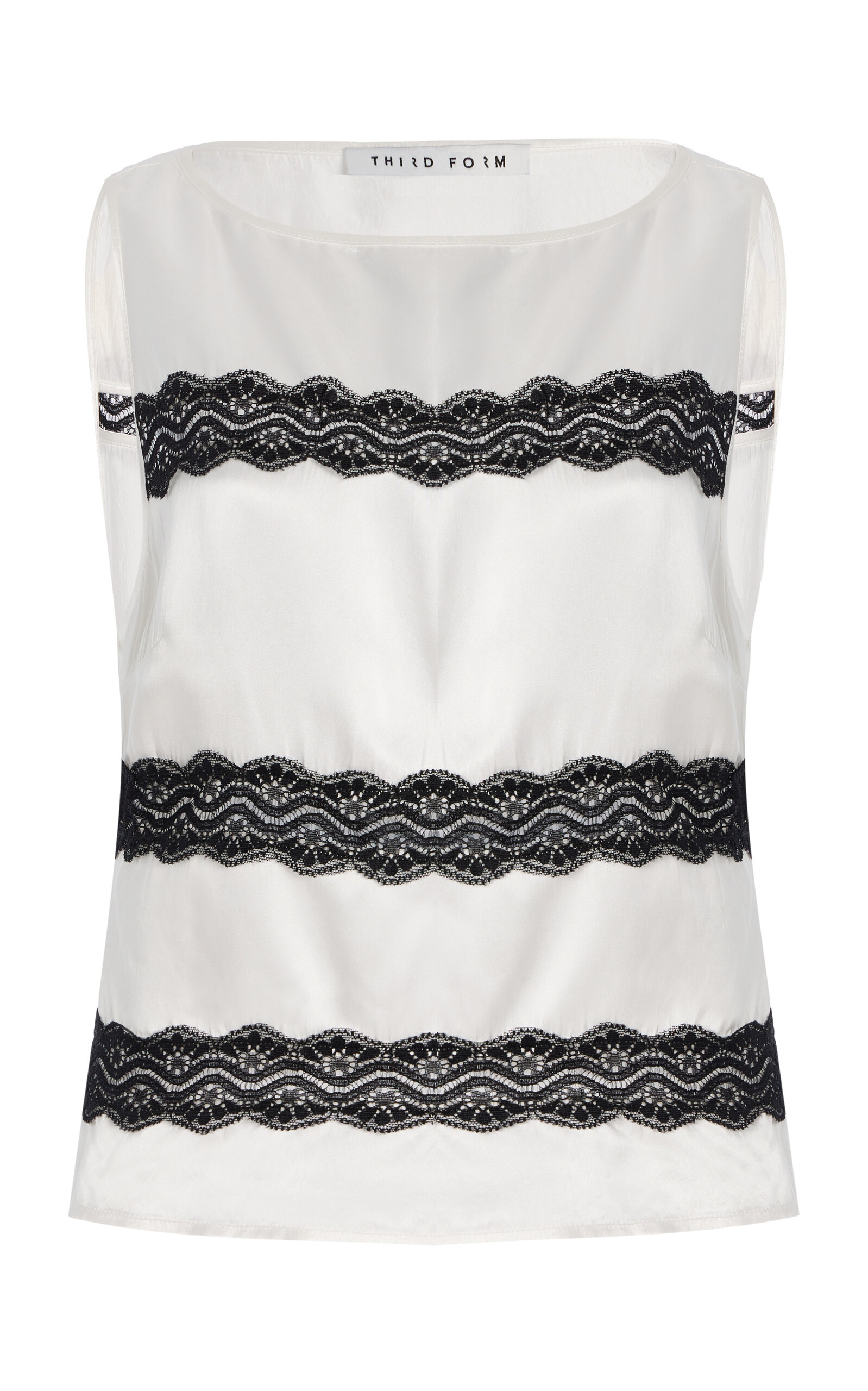 Exclusive Lace-Inset Satin Top