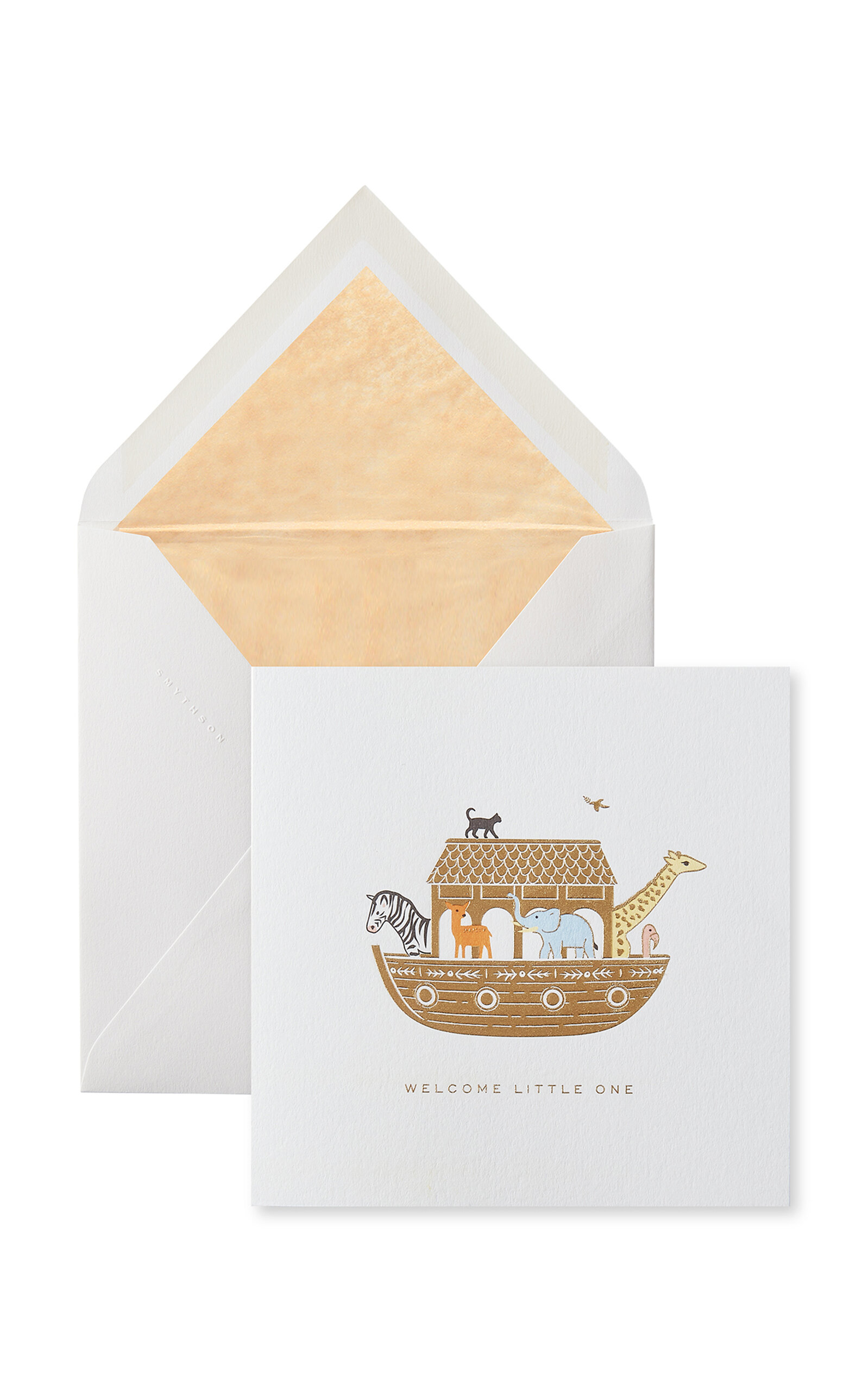 Smythson - Noah's Ark 'Welcome Little One' Baby Card - White - Moda Operandi