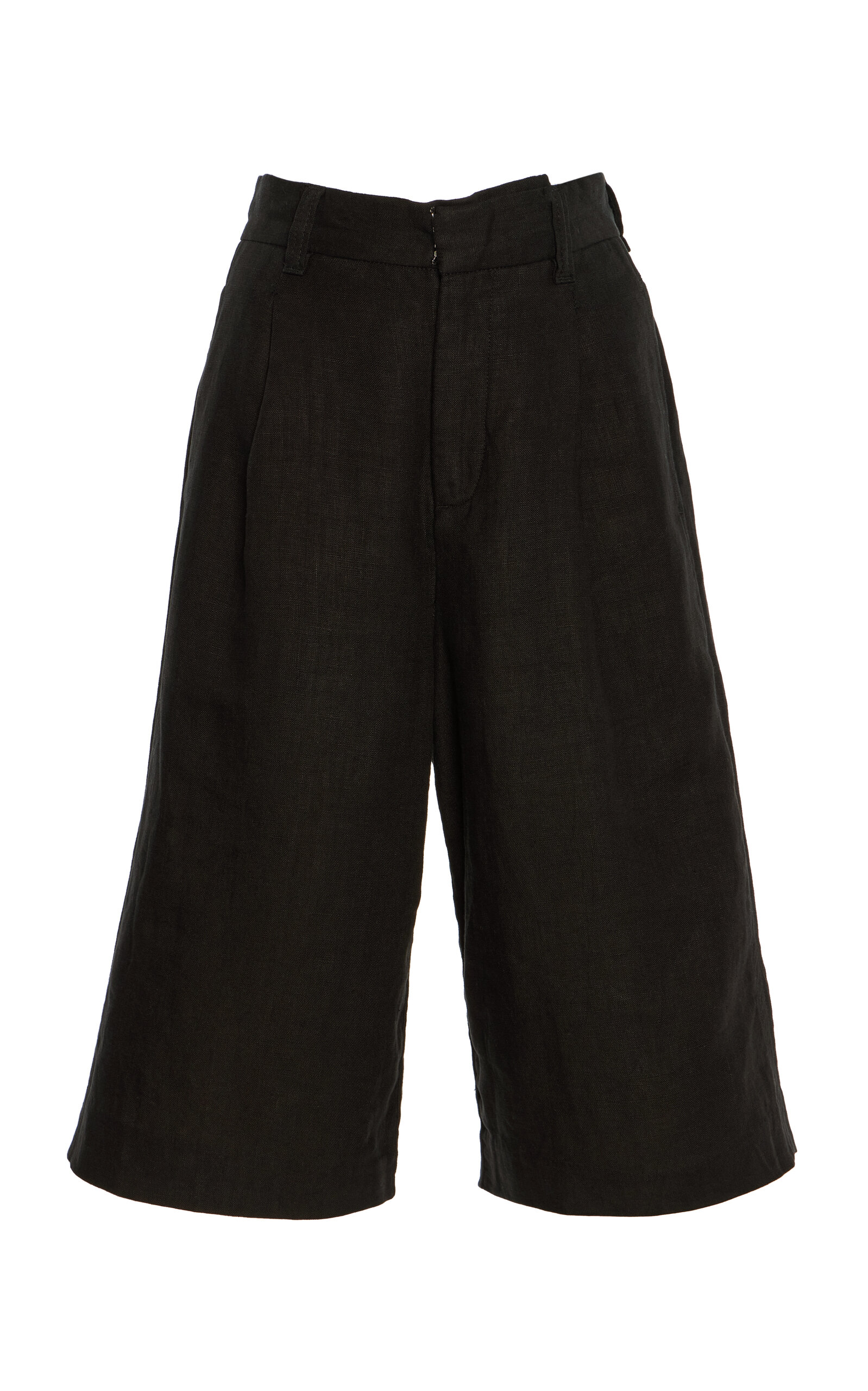 Dl1961 Hepburn Pleated Linen Shorts In Black