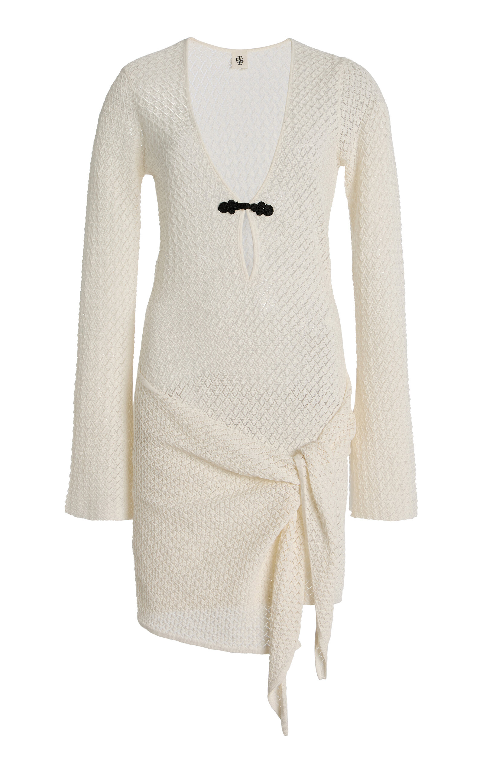 Tanzania Tie-Detailed Pointelle-Knit Organic Cotton Mini Dress