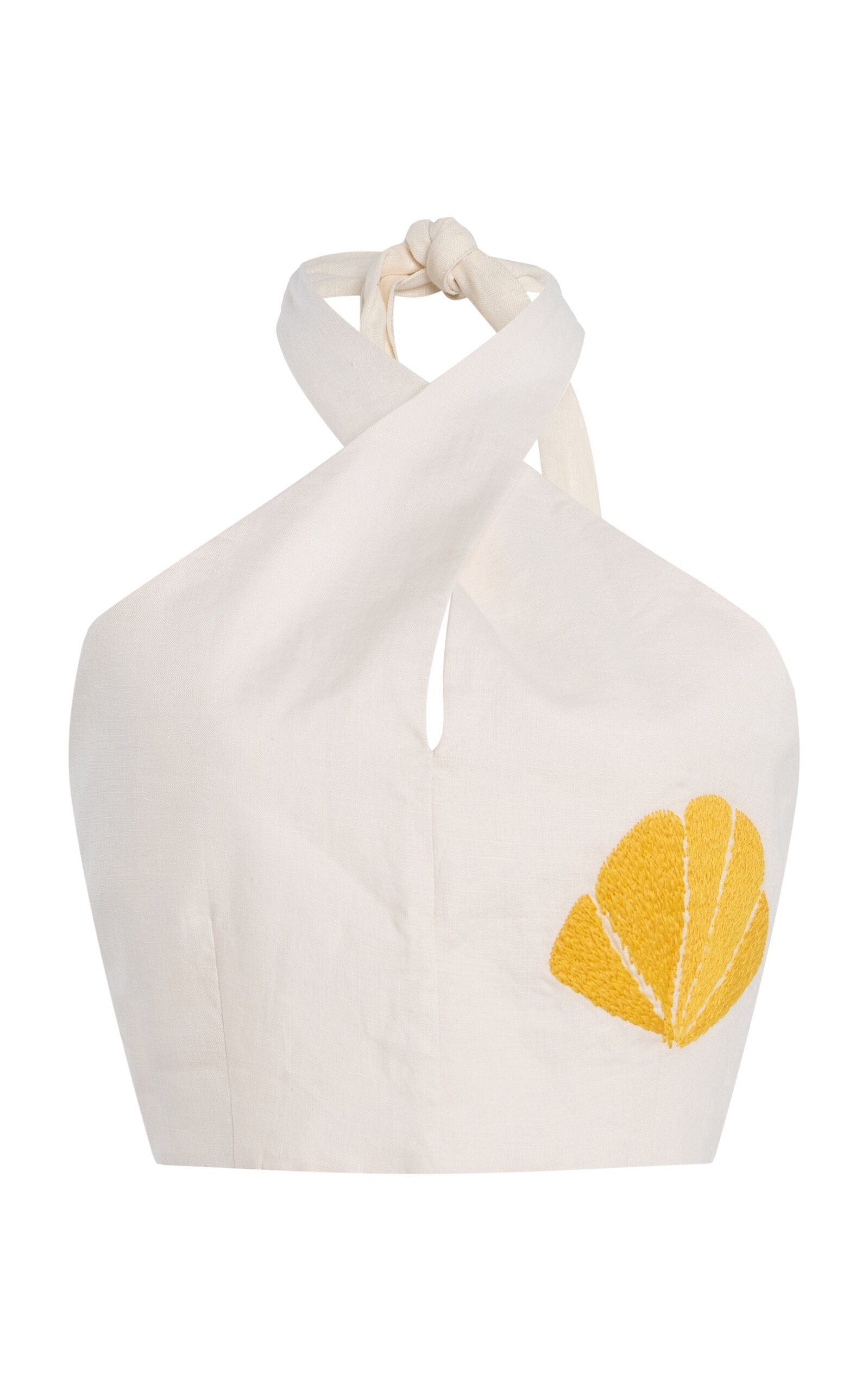 Cala de la Cruz Ivy Embroidered Linen Halter Top