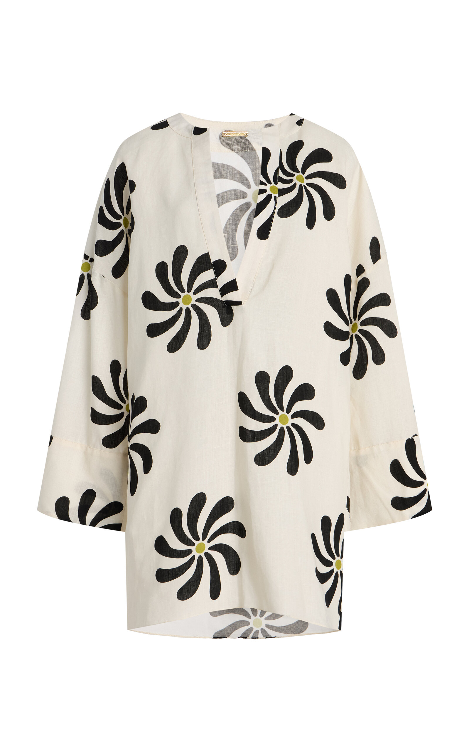 Cala De La Cruz Siena Linen Tunic Mini Dress In White