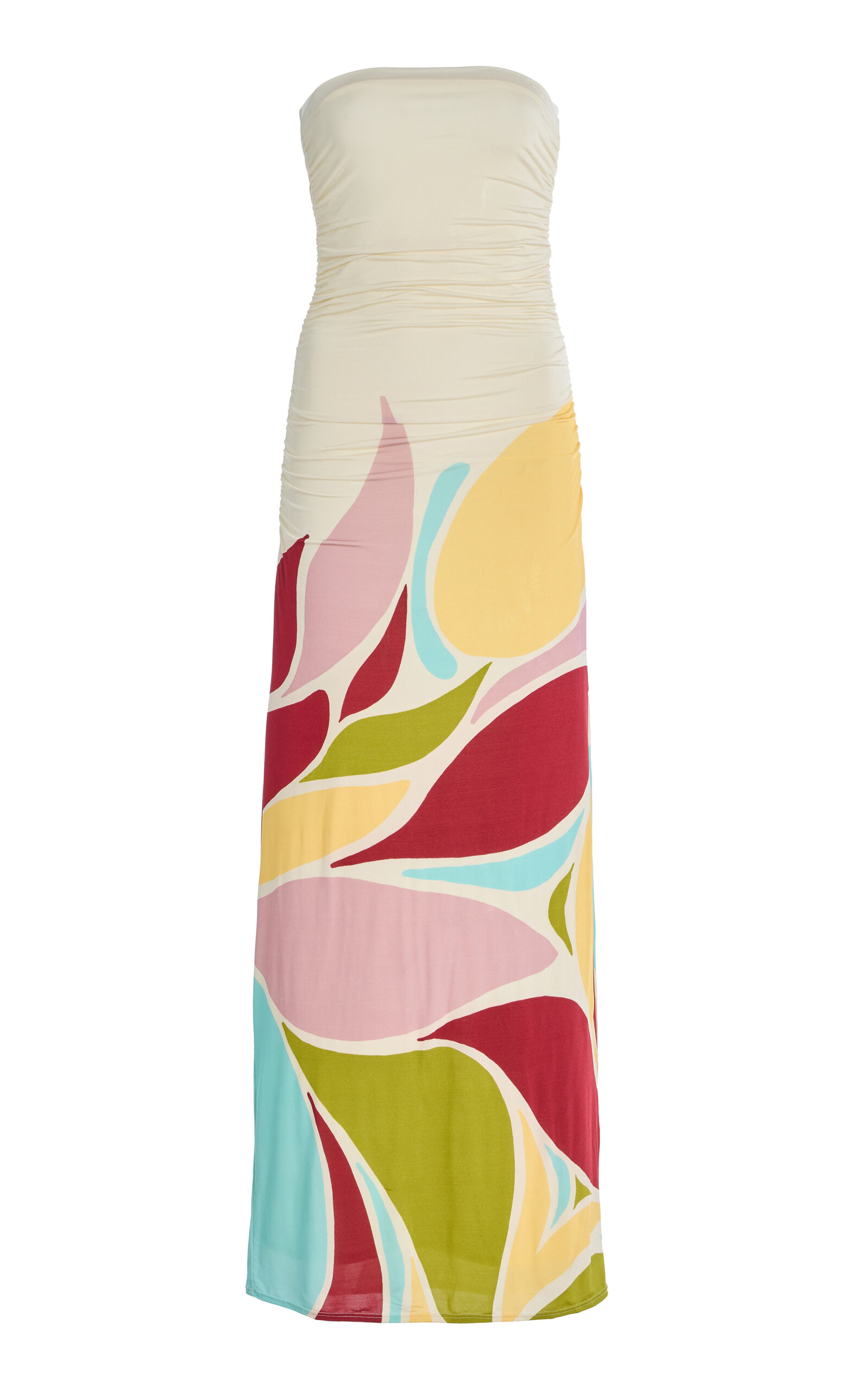 Cala De La Cruz Exclusive Riviera Daphne Strapless Printed Jersey Maxi Dress In Multi