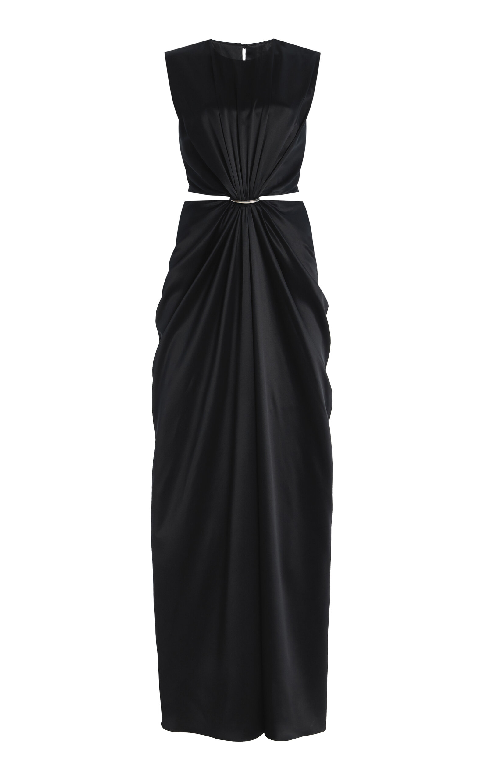 Max Mara Women Panaro Silk Satin Dress In Hourglass In Black