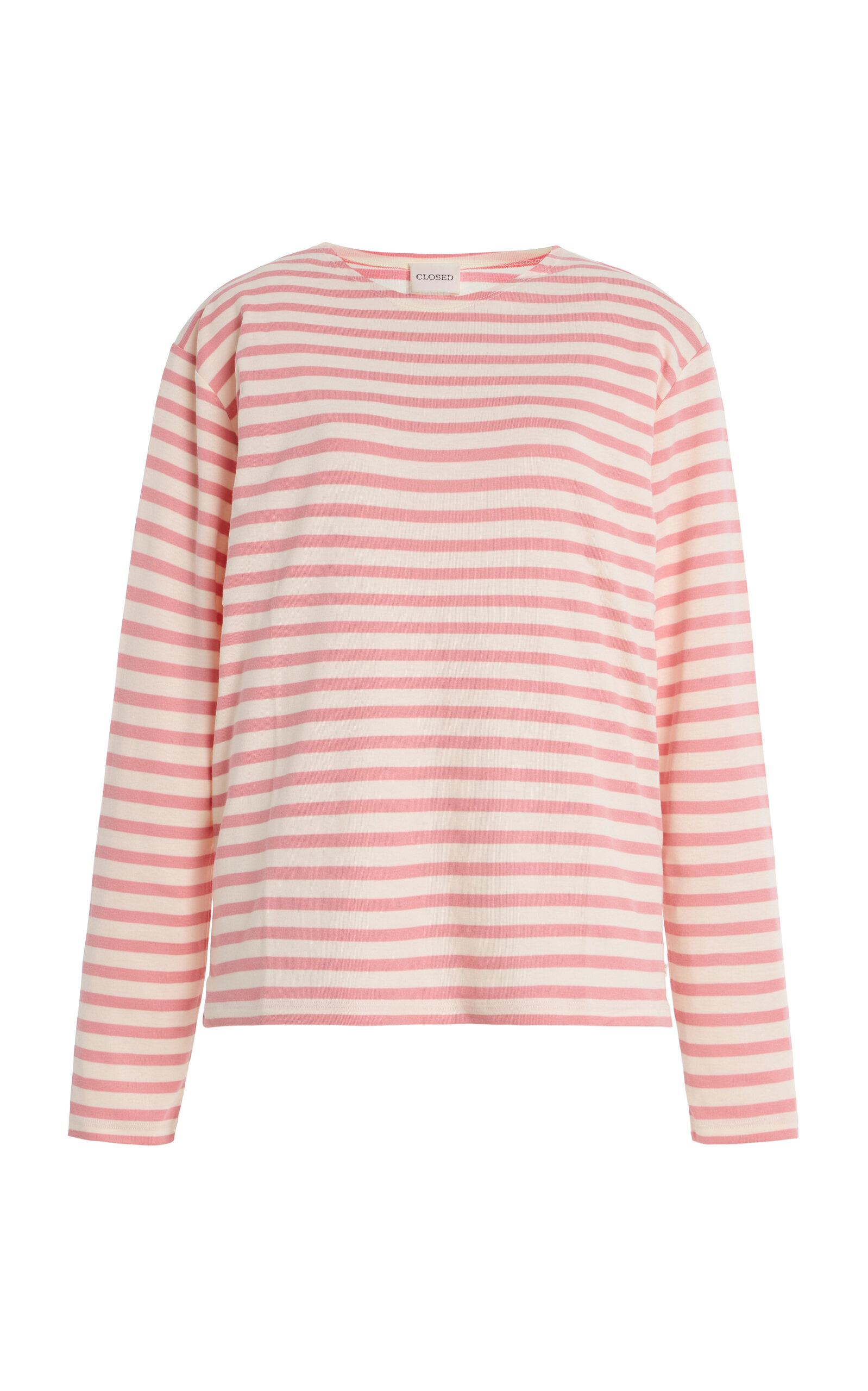 CLOSED Long Sleeve Striped Cotton Top - Pink - XS