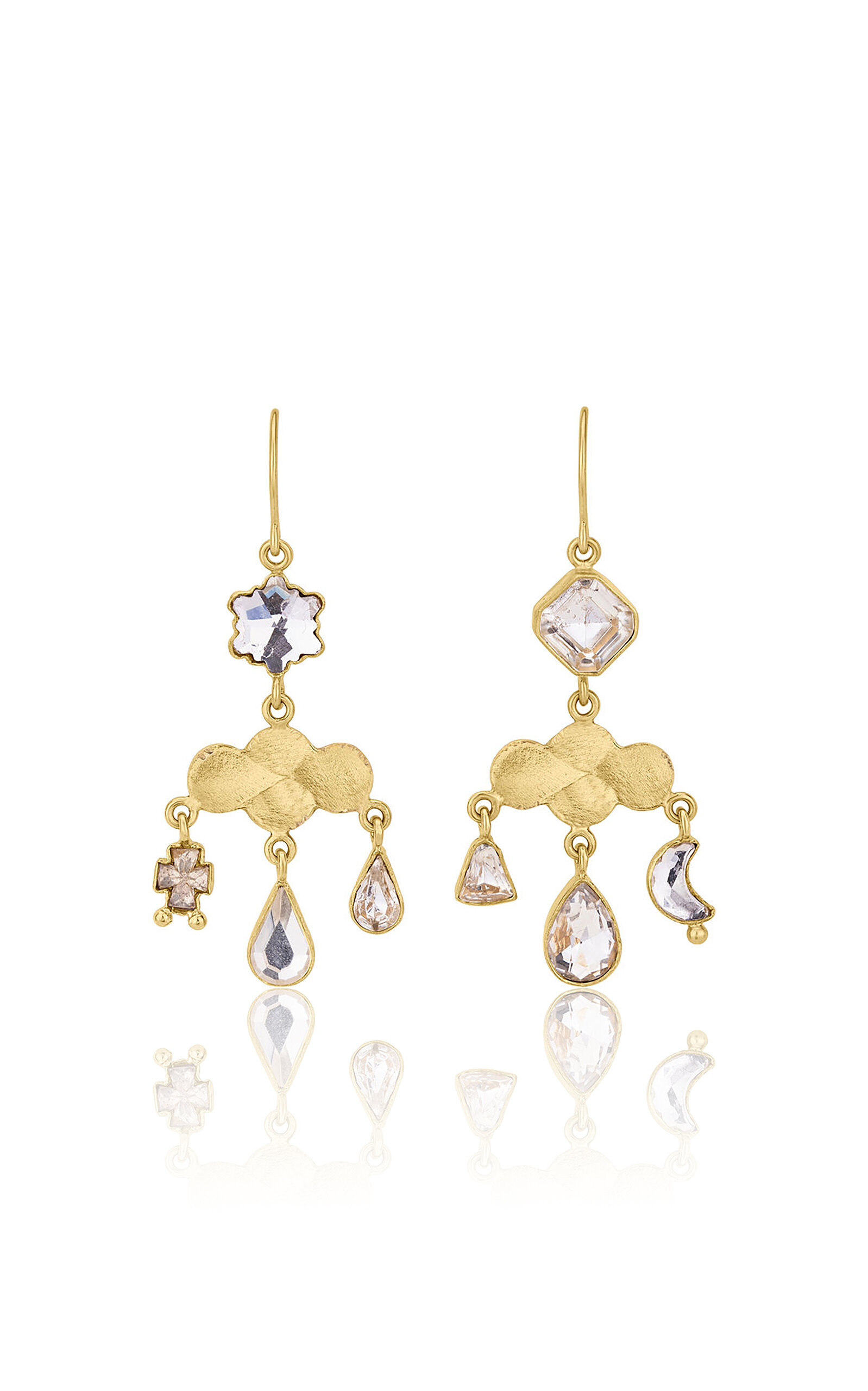 18K Gold Plated Silver; Vintage Crystal and Rhinestone Girandole Earrings