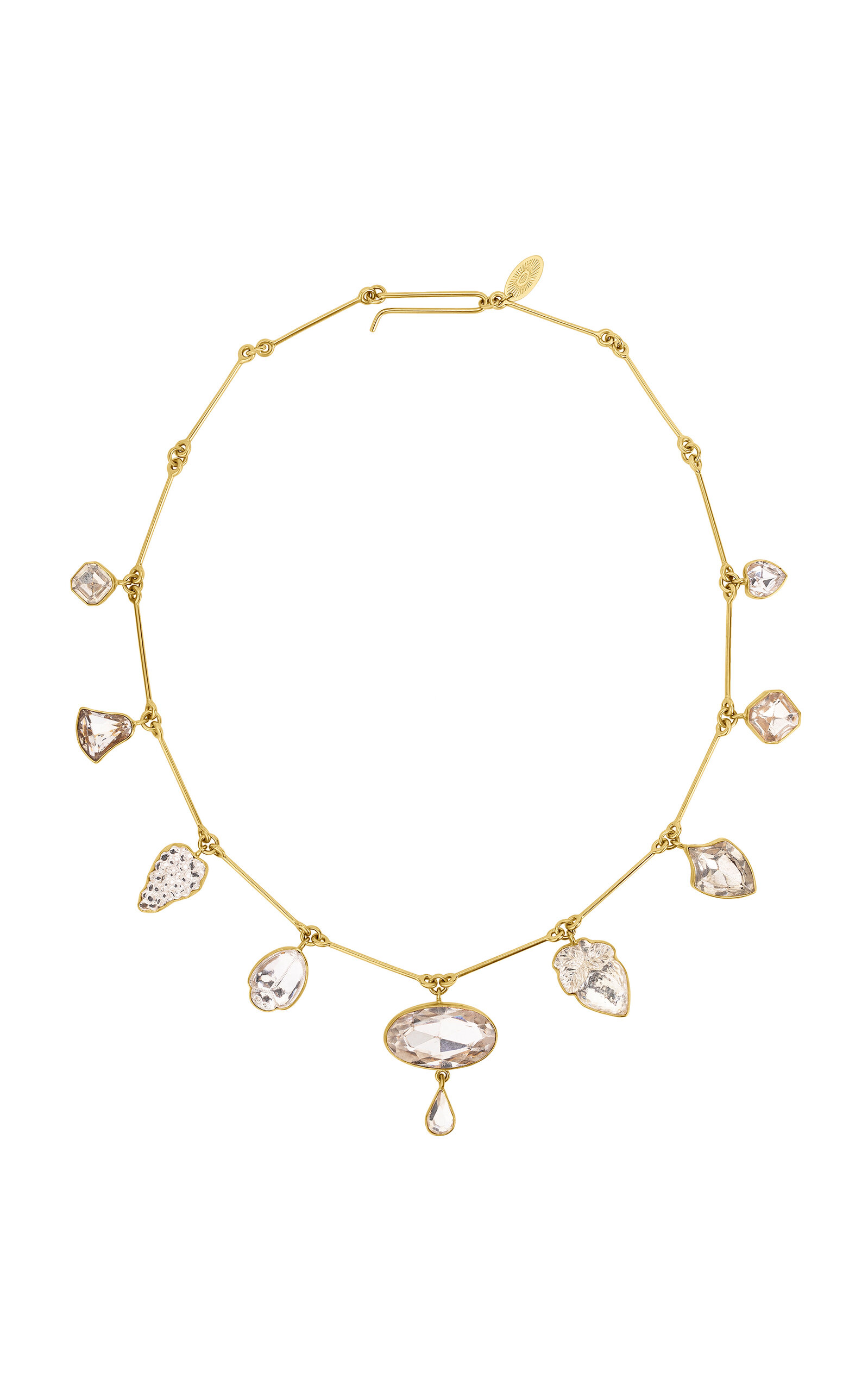 Grainne Morton 18k Gold Plated Silver And Mixed Materials Vintage Crystal Charm Necklace In Gold