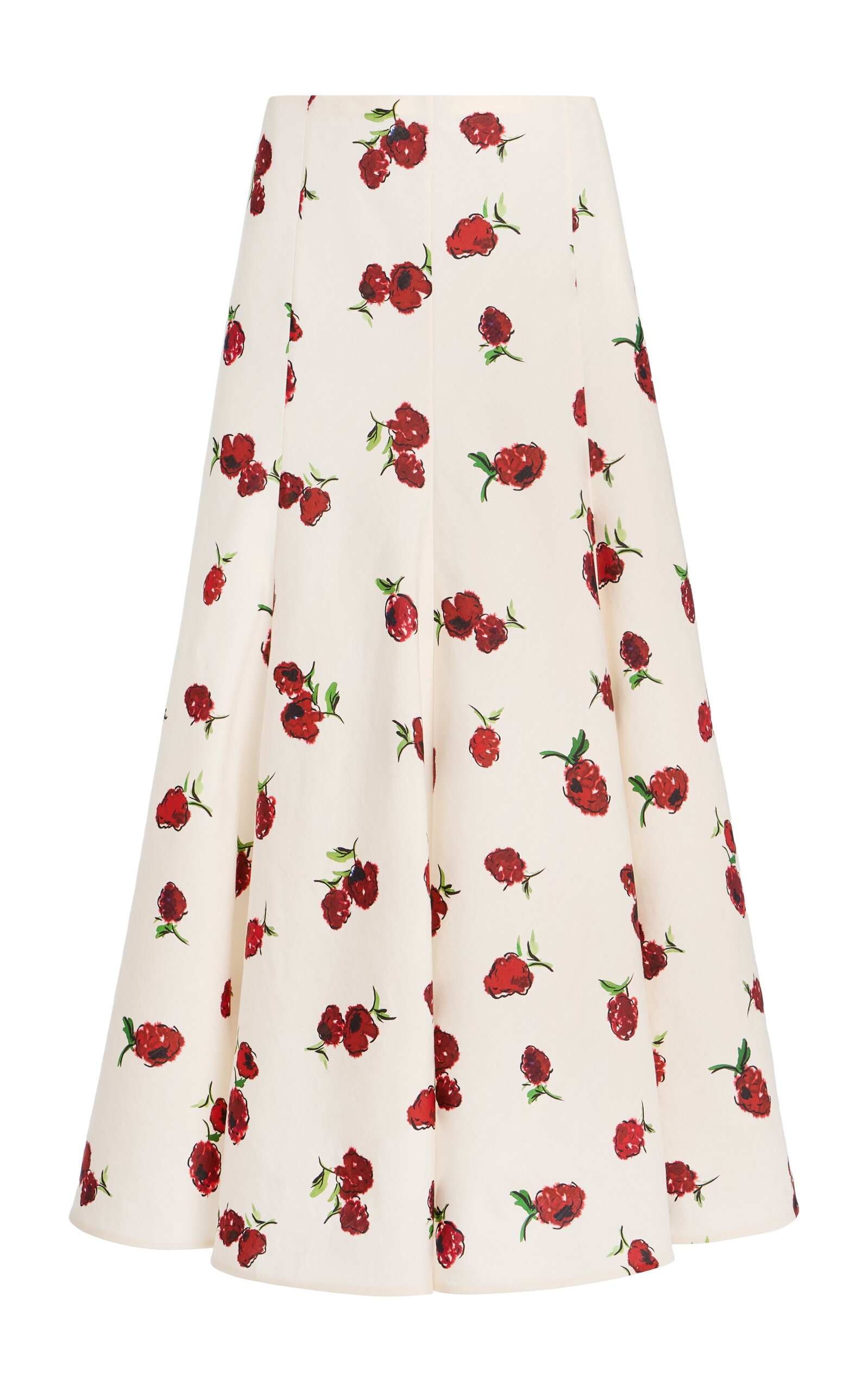 Khaite Lenno Printed Cotton-Silk Midi Skirt